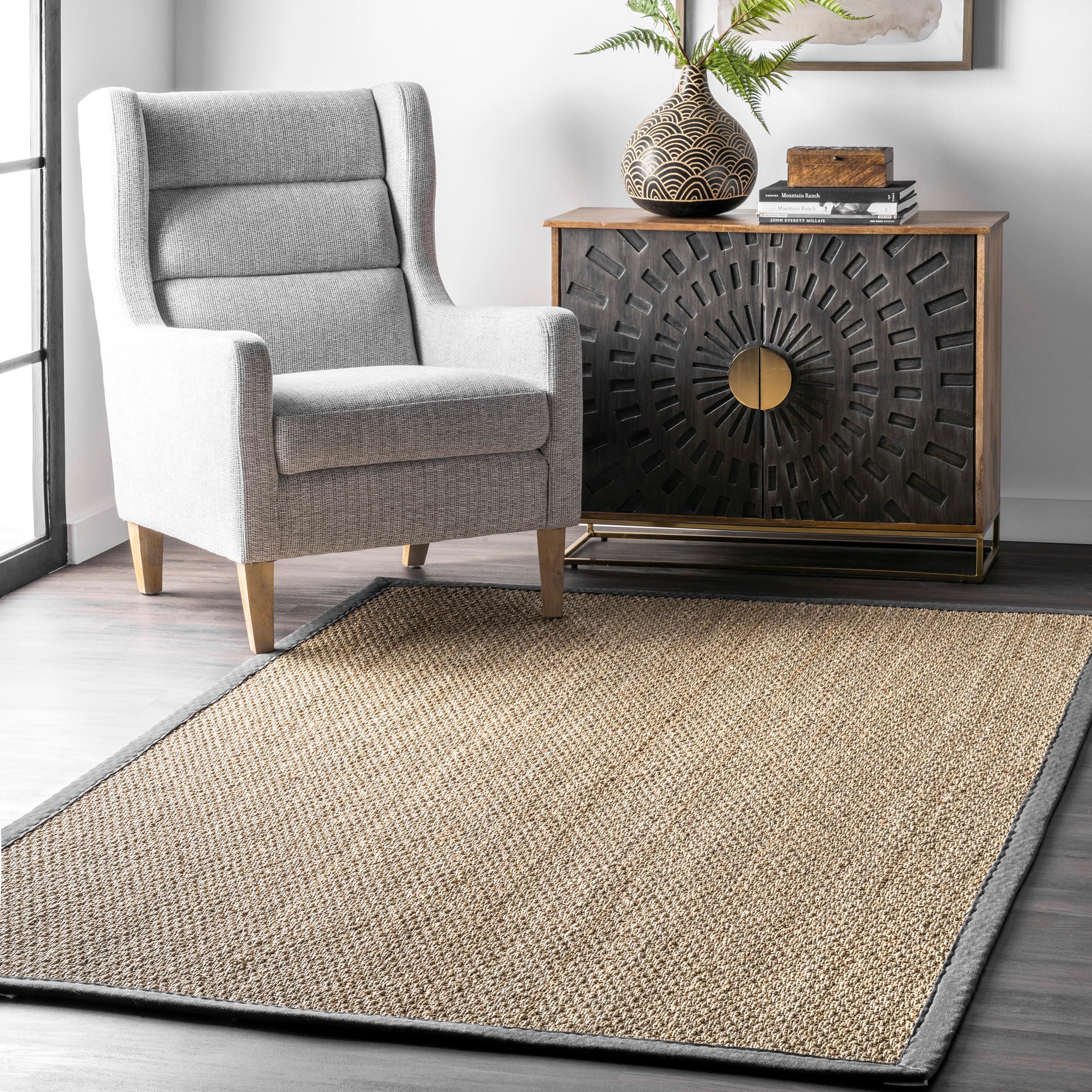 nuLOOM Elijah Seagrass Natural Area Rug, 9' x 12', Dark Gray