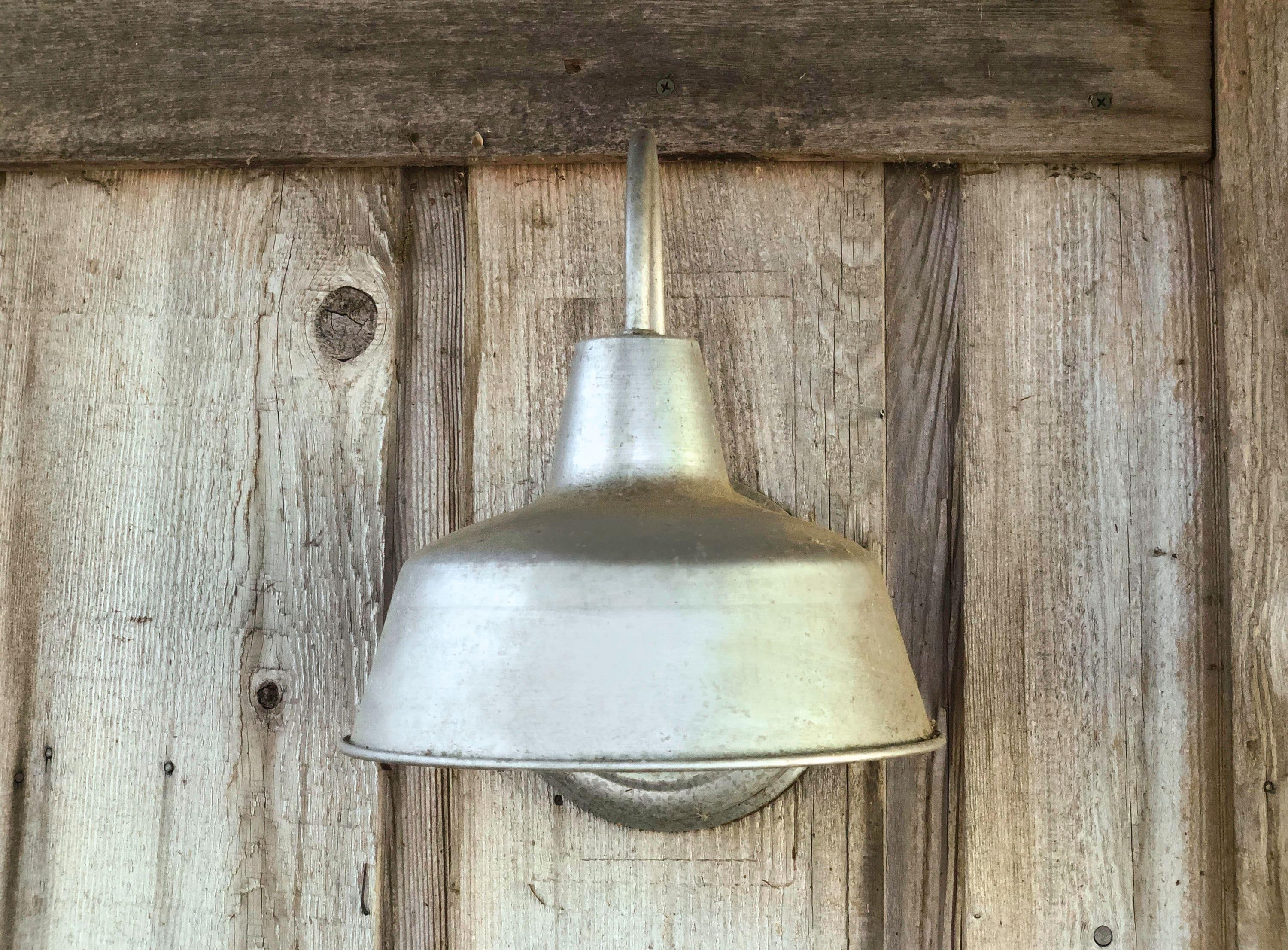 Mason Barn Light Indoor/Outdoor Wall Mount Modern Industrial Farmhouse Design House Wall Light for Patio, Garage, Bathroom, Office, Kitchen, 8-Inch, Painted Galvanized, 520965