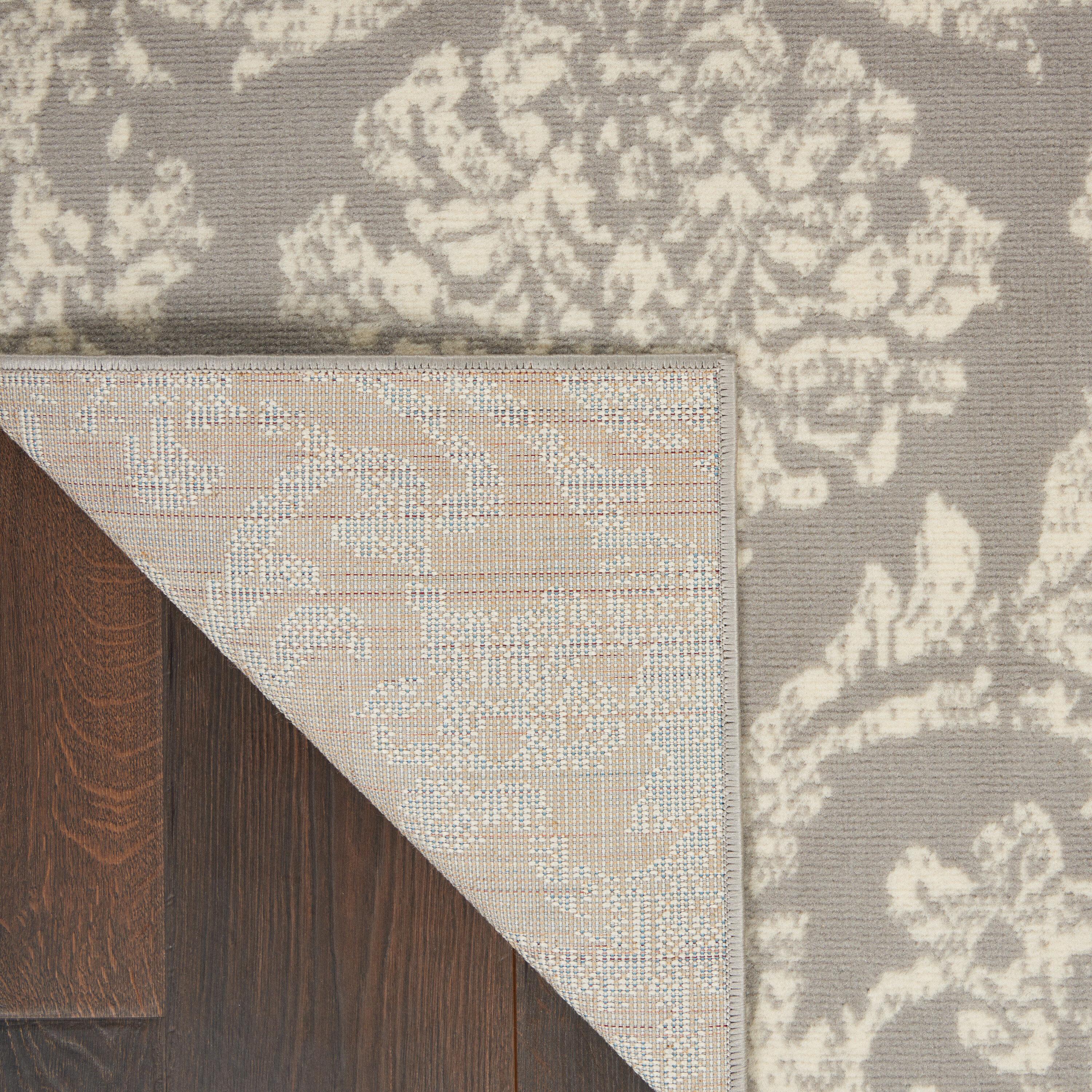 Nourison Jubilant 6' x 9' Grey Area Rug Farmhouse Vintage Damask by Nourison