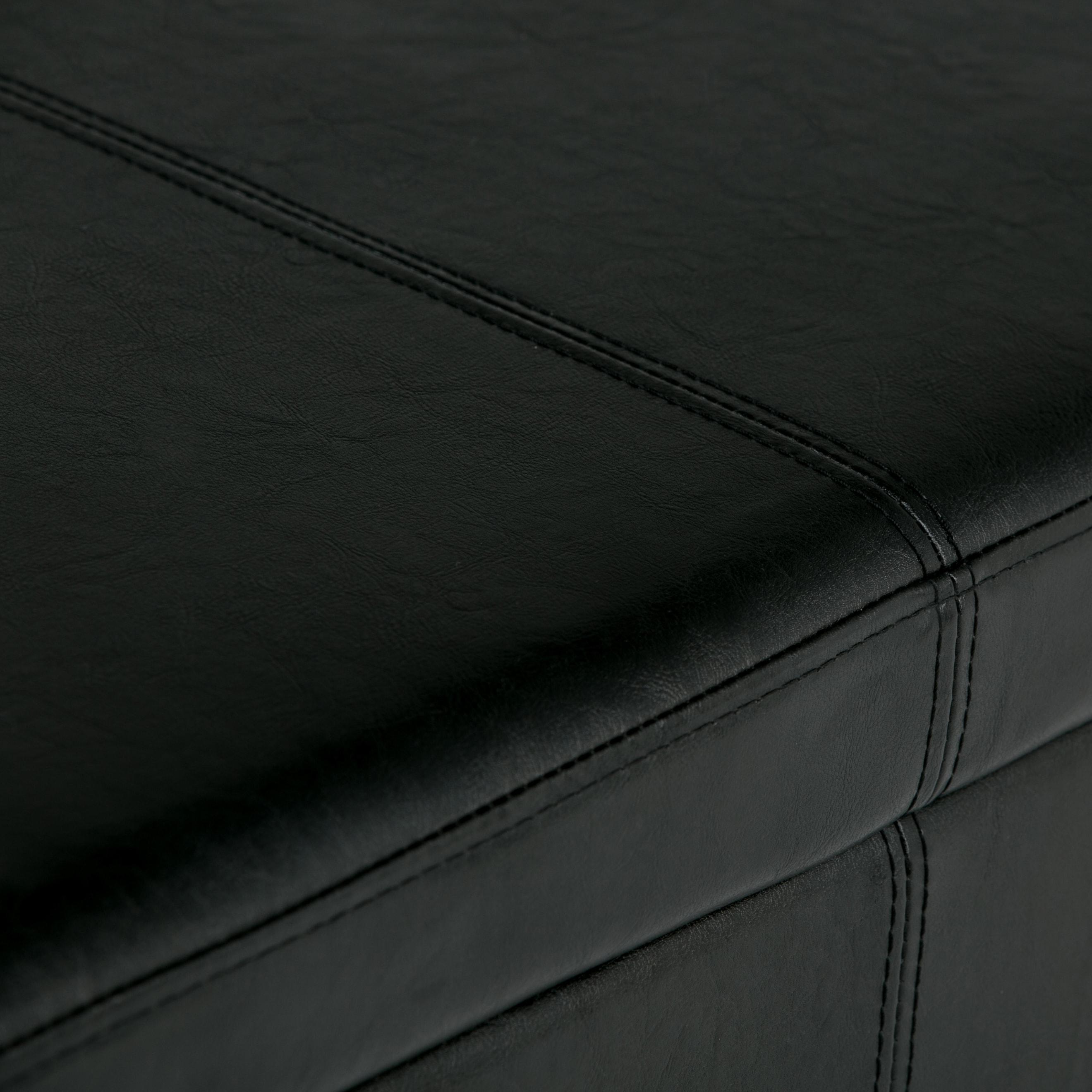 Simpli Home Avalon Storage Ottoman Bench In Midnight Black Vegan Faux Leather