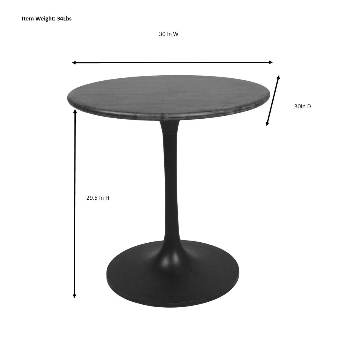 Carolina Living 30" Somerset Wood Top Round Dining Table Black: Mango Wood, Pedestal Base
