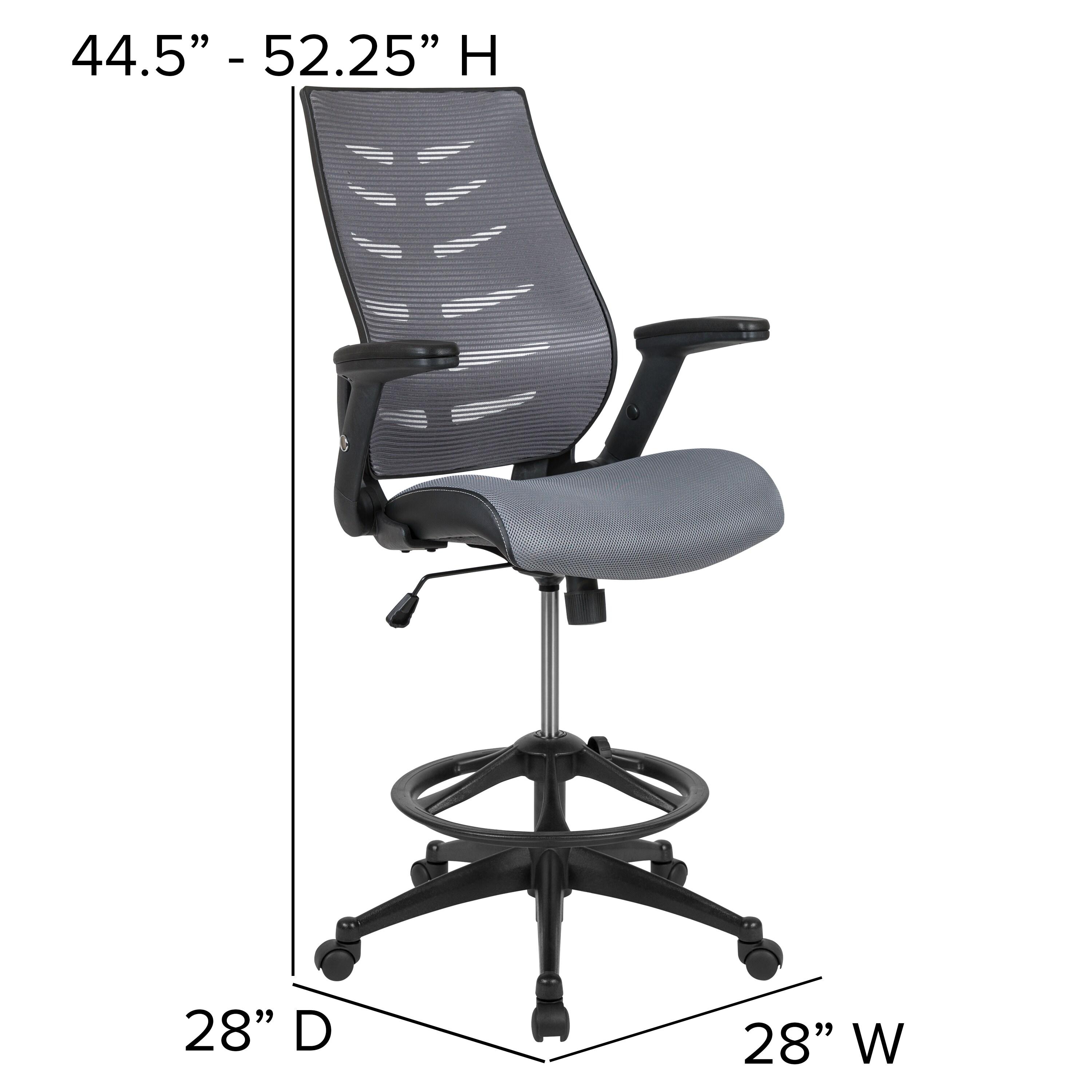 High Back Mesh Spine-Back Ergonomic Drafting Chair with Adjustable Foot Ring