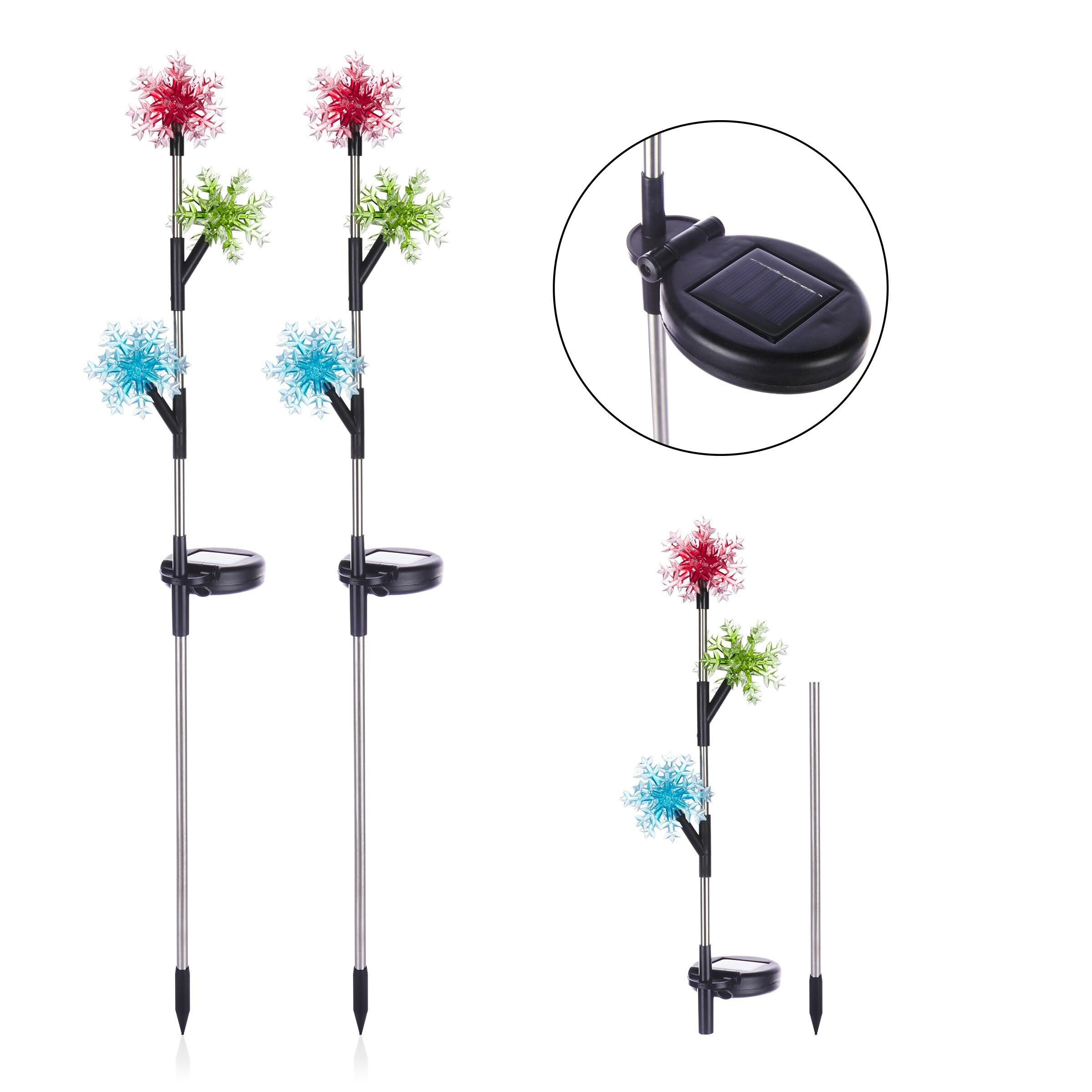 Alpine Corporation  Outdoor Garden Stakes LED Lights (Set of 2) Multi - Snowflake 32"