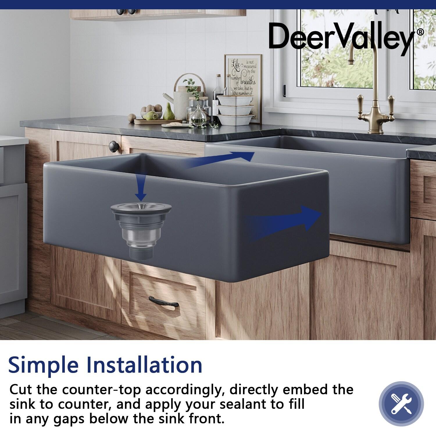 Grove 33" L X 18" W Rectangular Single Bowl Fireclay Farmhouse Kitchen Sink with Grid and Strainer