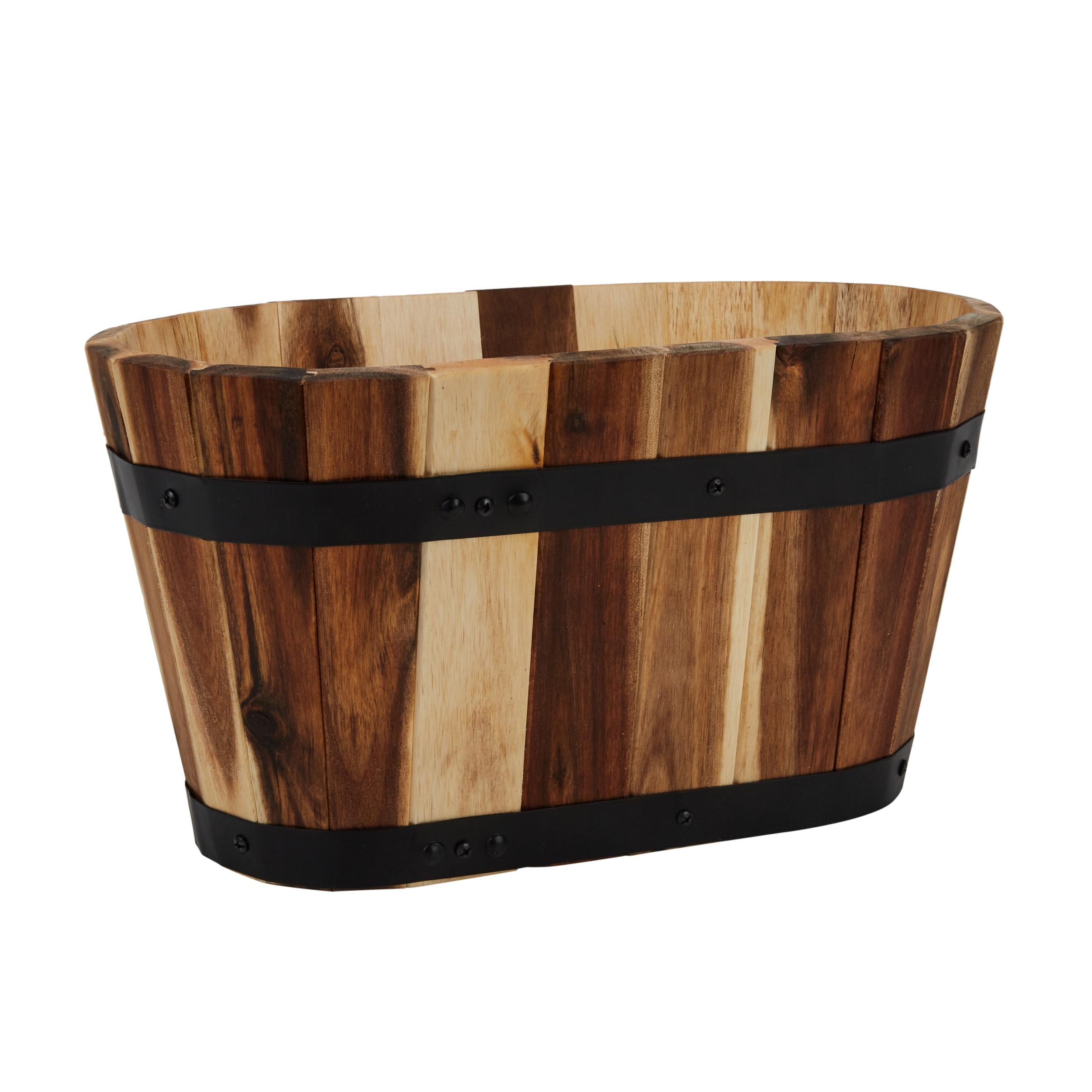 Worth Imports Inc 8" Nested Oval Wood Barrel Planter - 8