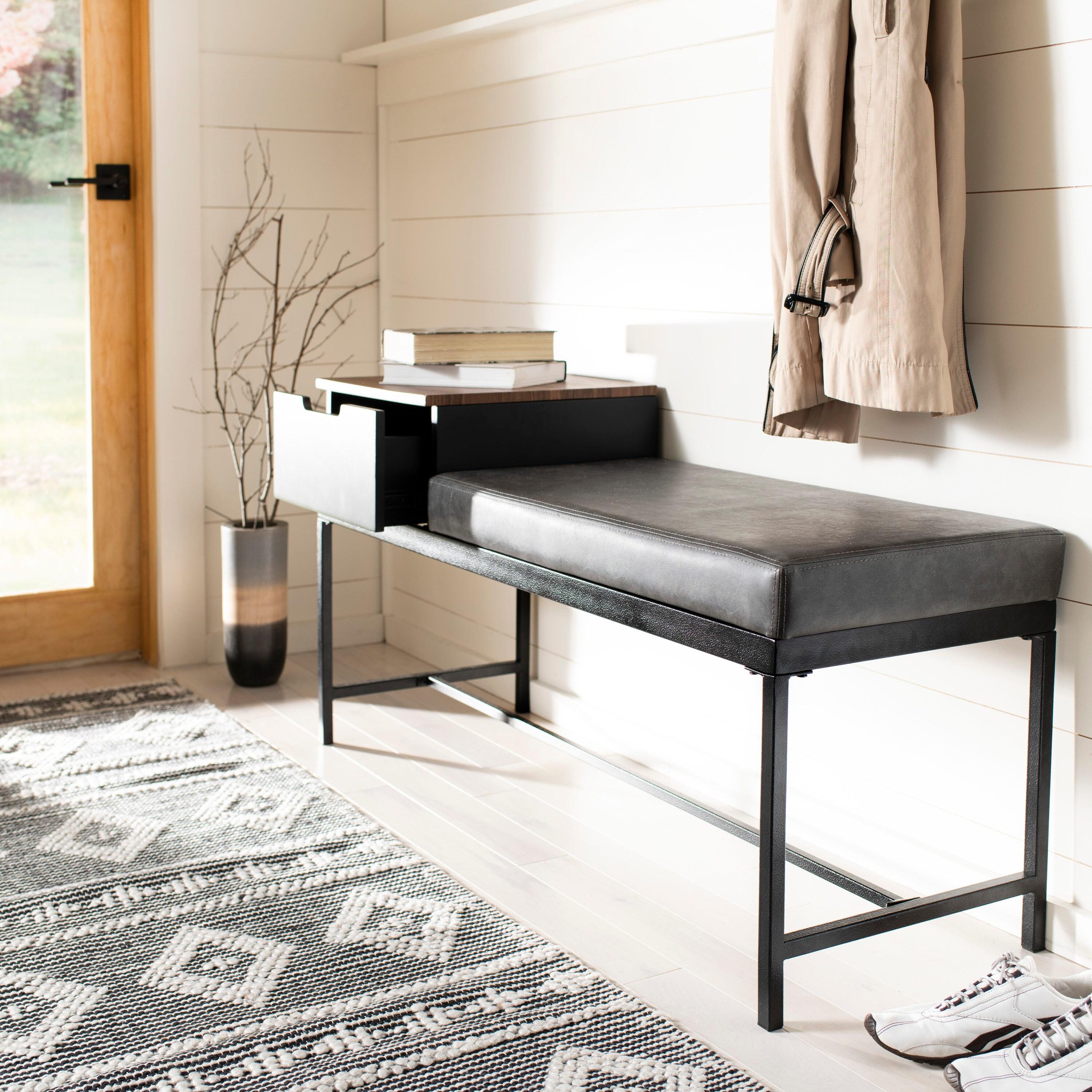 Maruka Bench with Storage - Brown/Grey - Safavieh