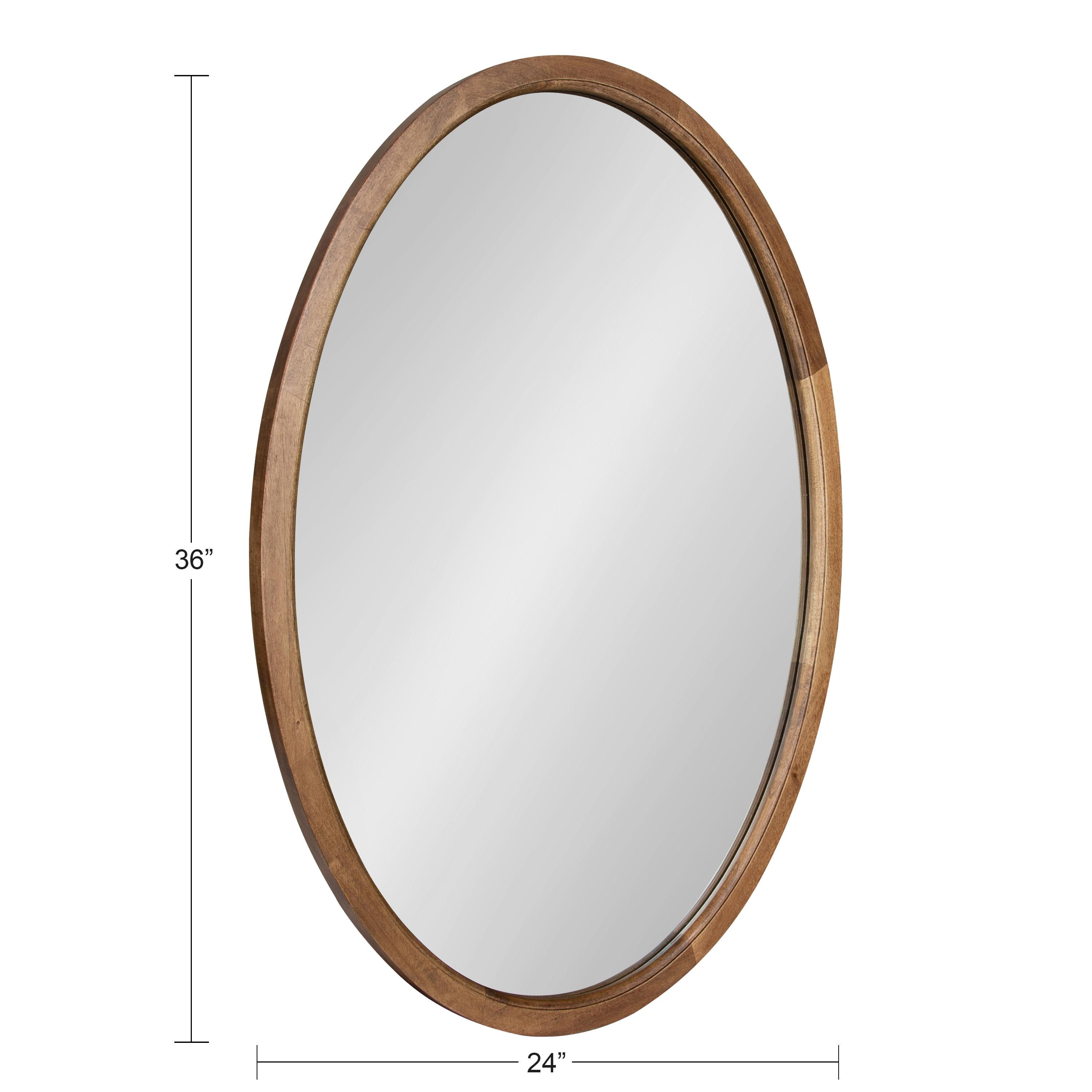 Kate and Laurel Hogan Farmhouse Oval Framed Wall Mirror, 24 x 36, Rustic Brown, Decorative Bulletin Board for Wall