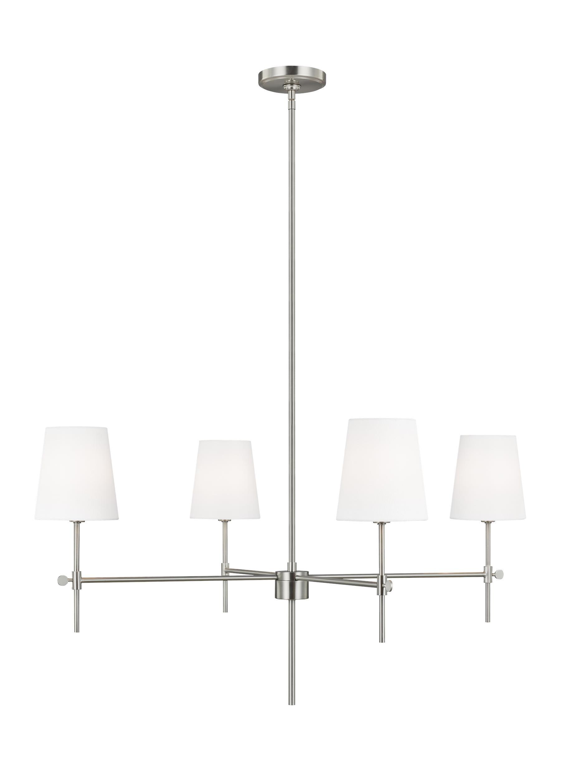 Generation Lighting 4-Light Baker Chandelier Brushed Nickel 3287204-962 | Modern Ceiling Light Fixture for Room Decor| Chandelier for Dining Room or Living Room Uses Standard or LED Light Bulbs
