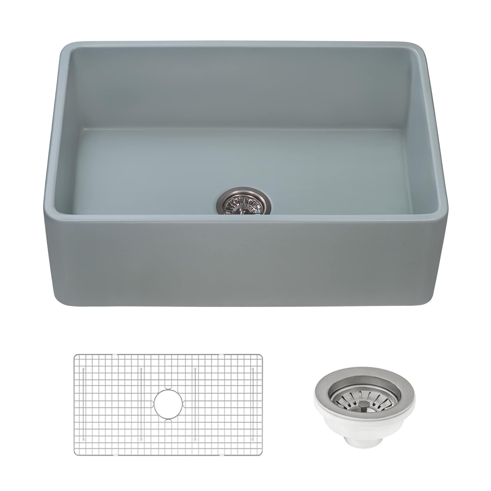 Ruvati 33 inch Fireclay Farmhouse Apron-Front Kitchen Sink Reversible