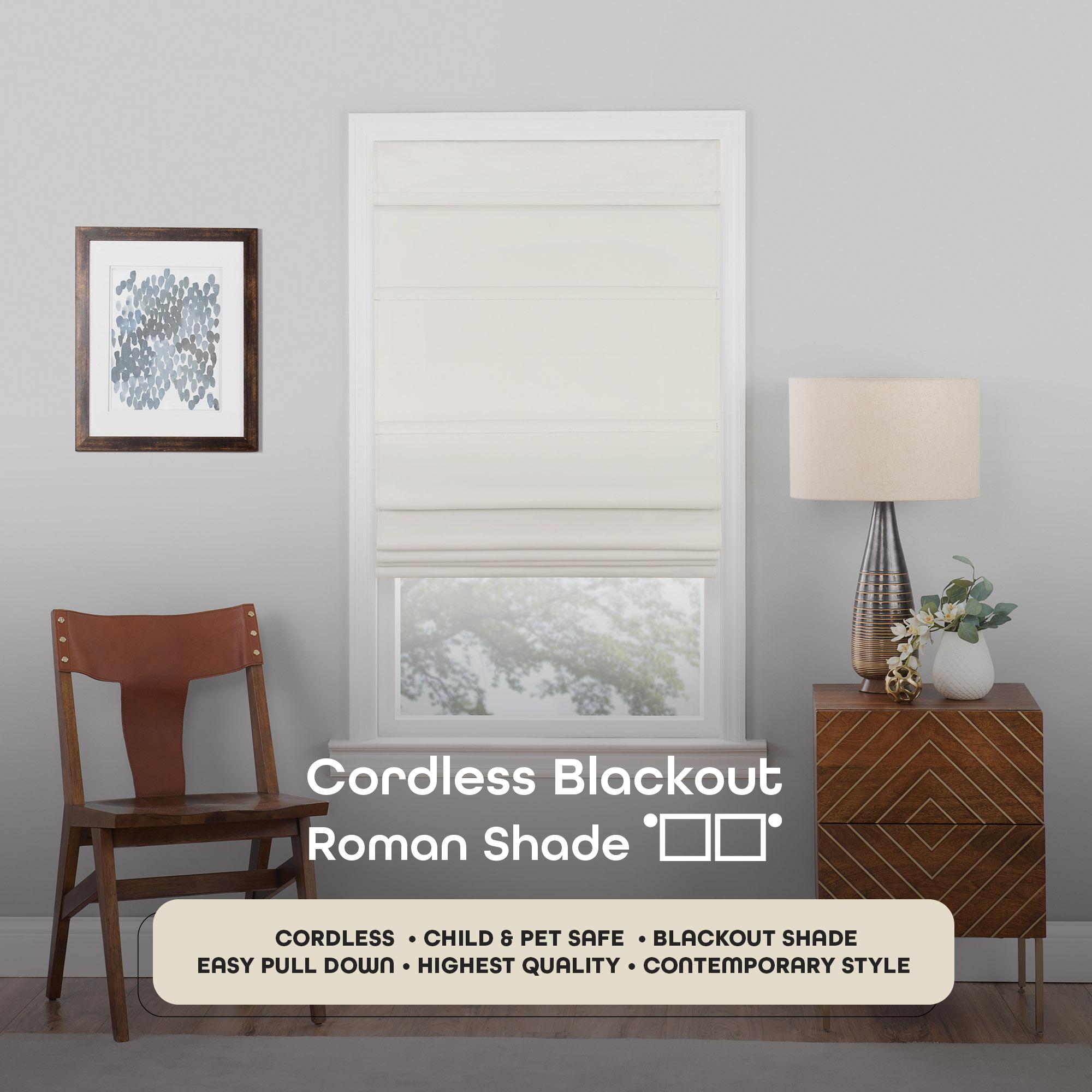 Achim Roman Indoor Cordless Ivory Polyester Blackout Window Roman Pleated Shade, 64" L x 30" W