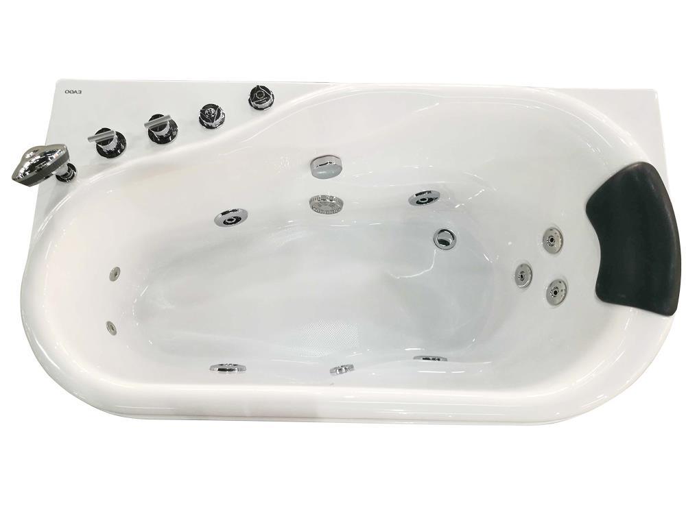 57.13'' x 29.88'' Corner Fiberglass Bathtub with Faucet