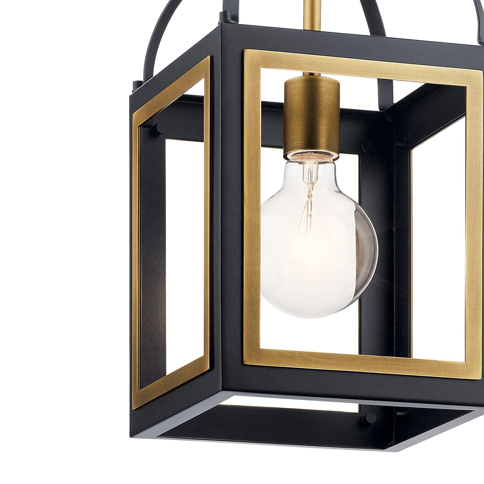 Vath Vintage Black and Natural Brass Glass Pendant Light