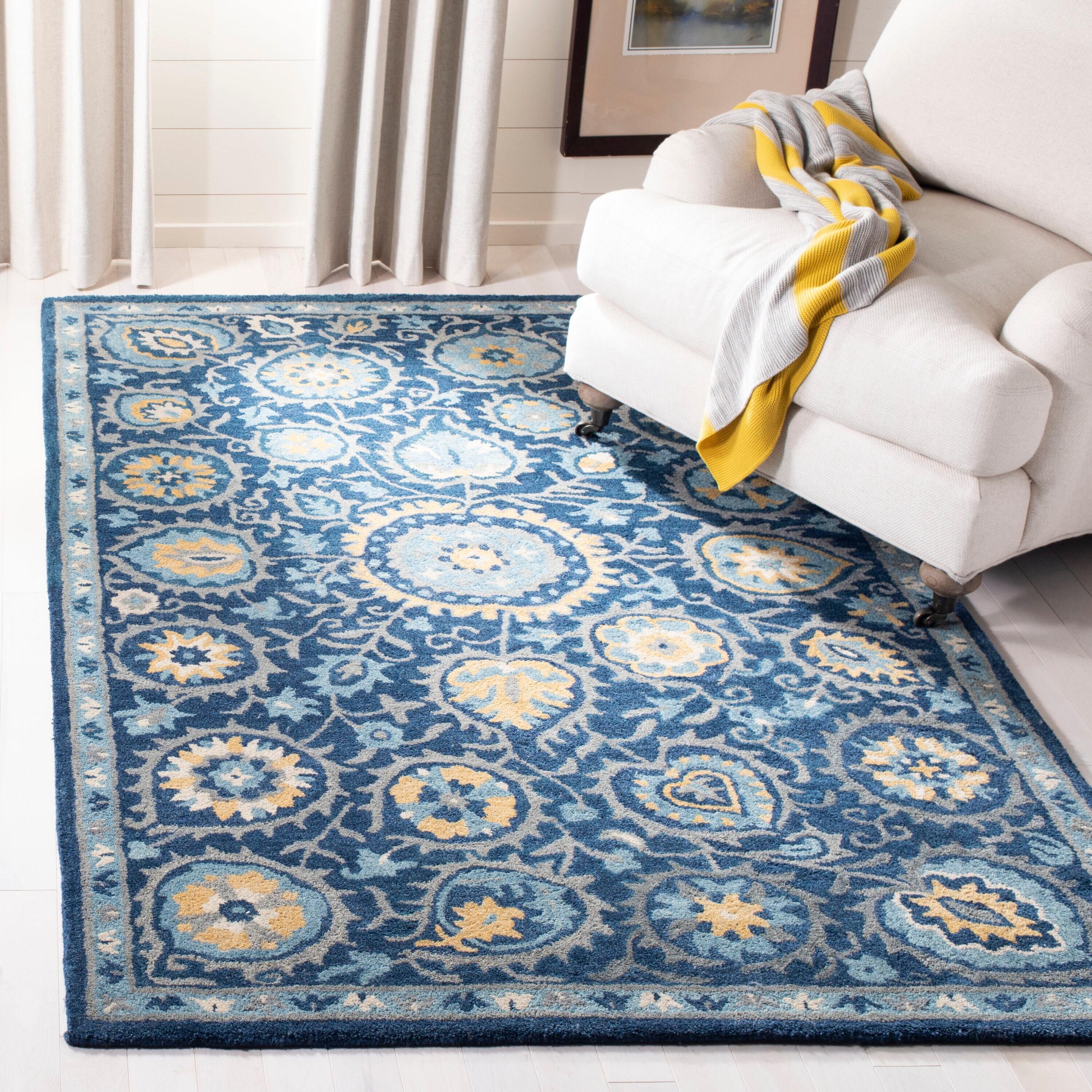 Heritage HG423 Hand Tufted Area Rug - Navy/Gold - 5'x8' - Safavieh.