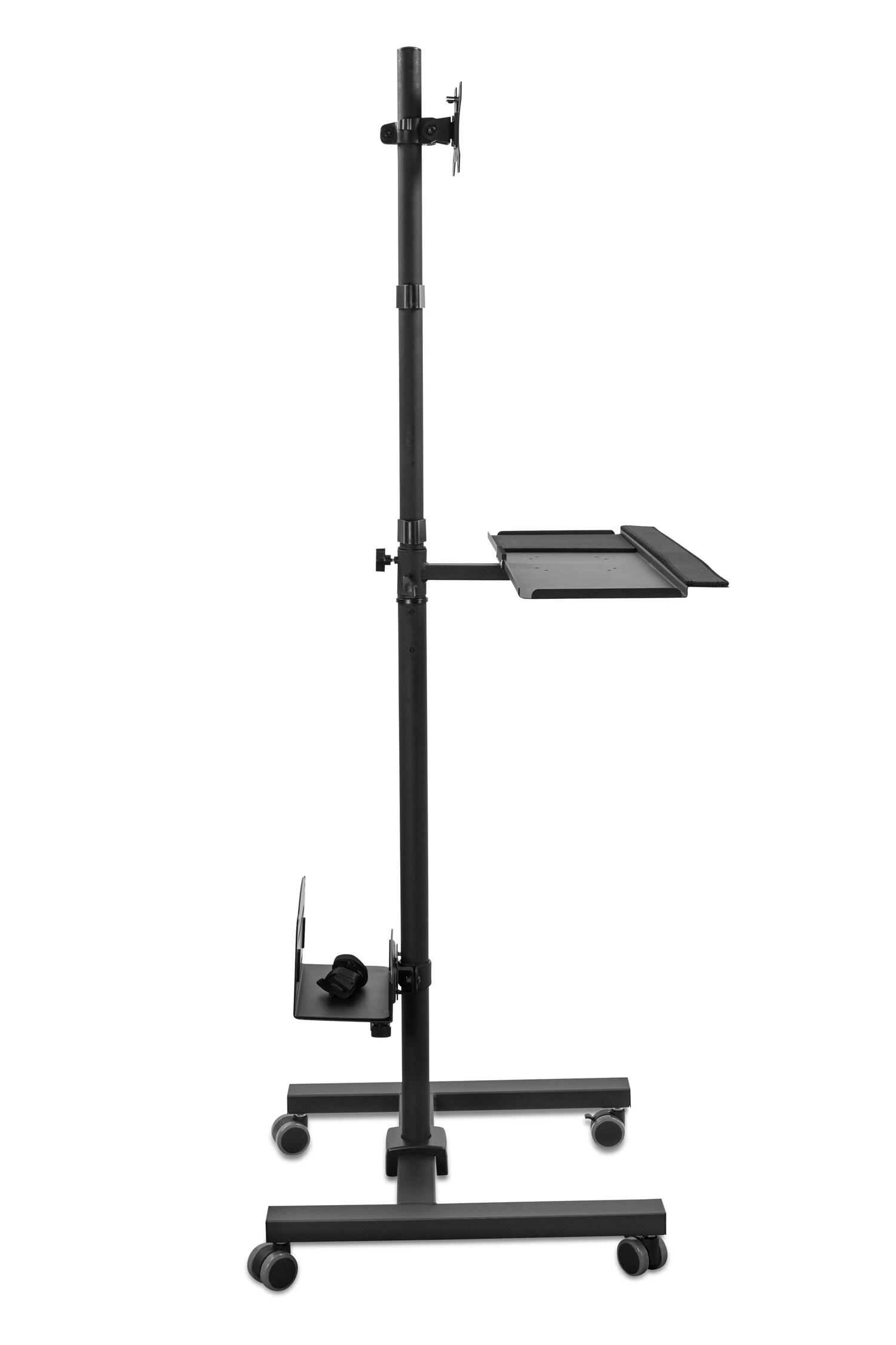 Mount-it Mount-It! Height Adjustable Rolling Computer Cart, Workstation with Tray Monitor Mount & CPU Holder