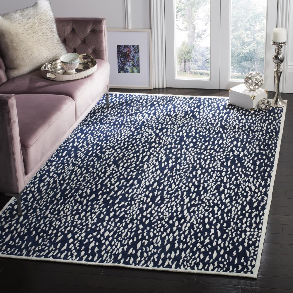 Marbella MRB657 Hand Loomed Area Rug - Navy Blue/Ivory - 6'x6' - Safavieh.