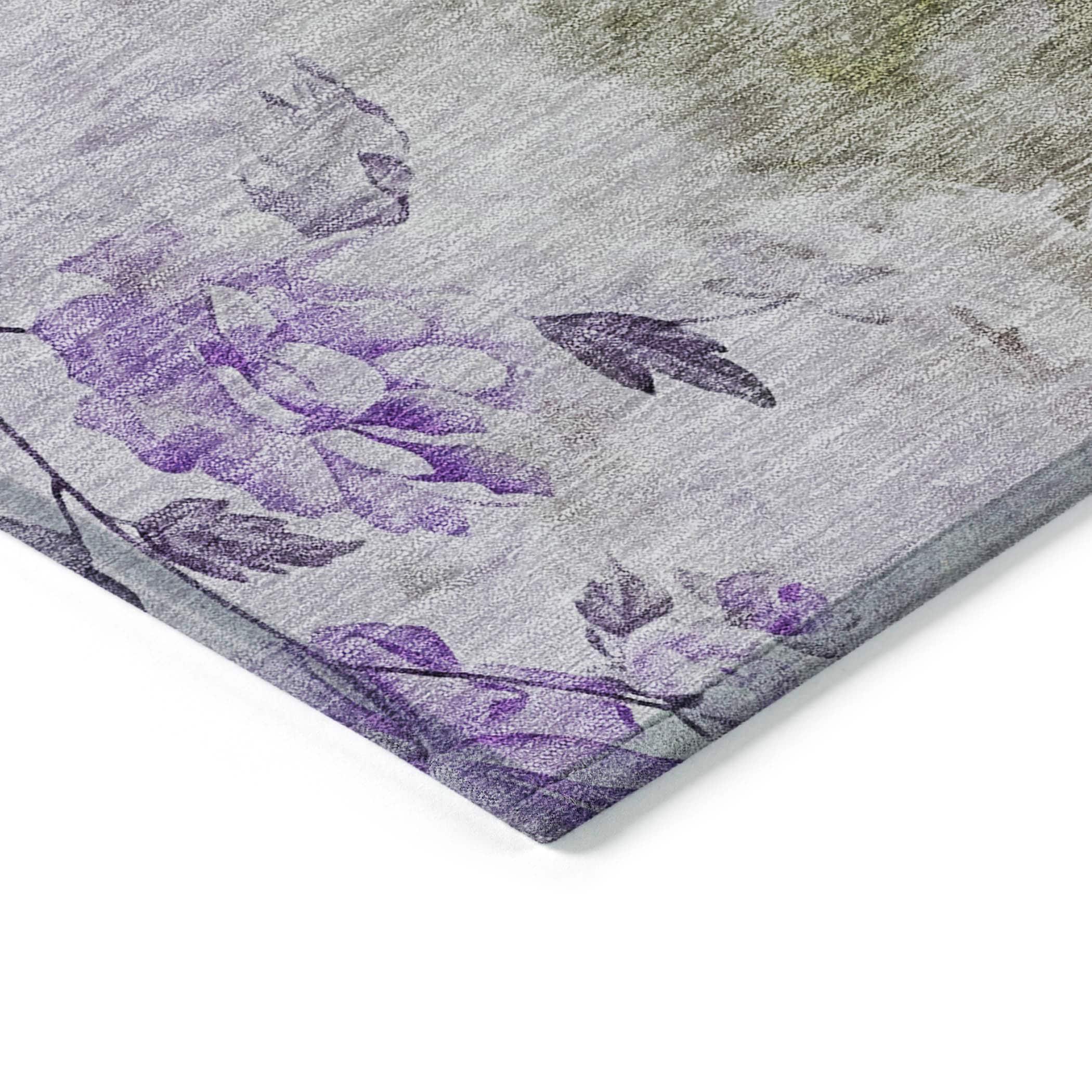 Addison Rugs Chantille Indoor/Outdoor Transitional Floral Purple Washable Rectangle Rug, 5' x 7'6"