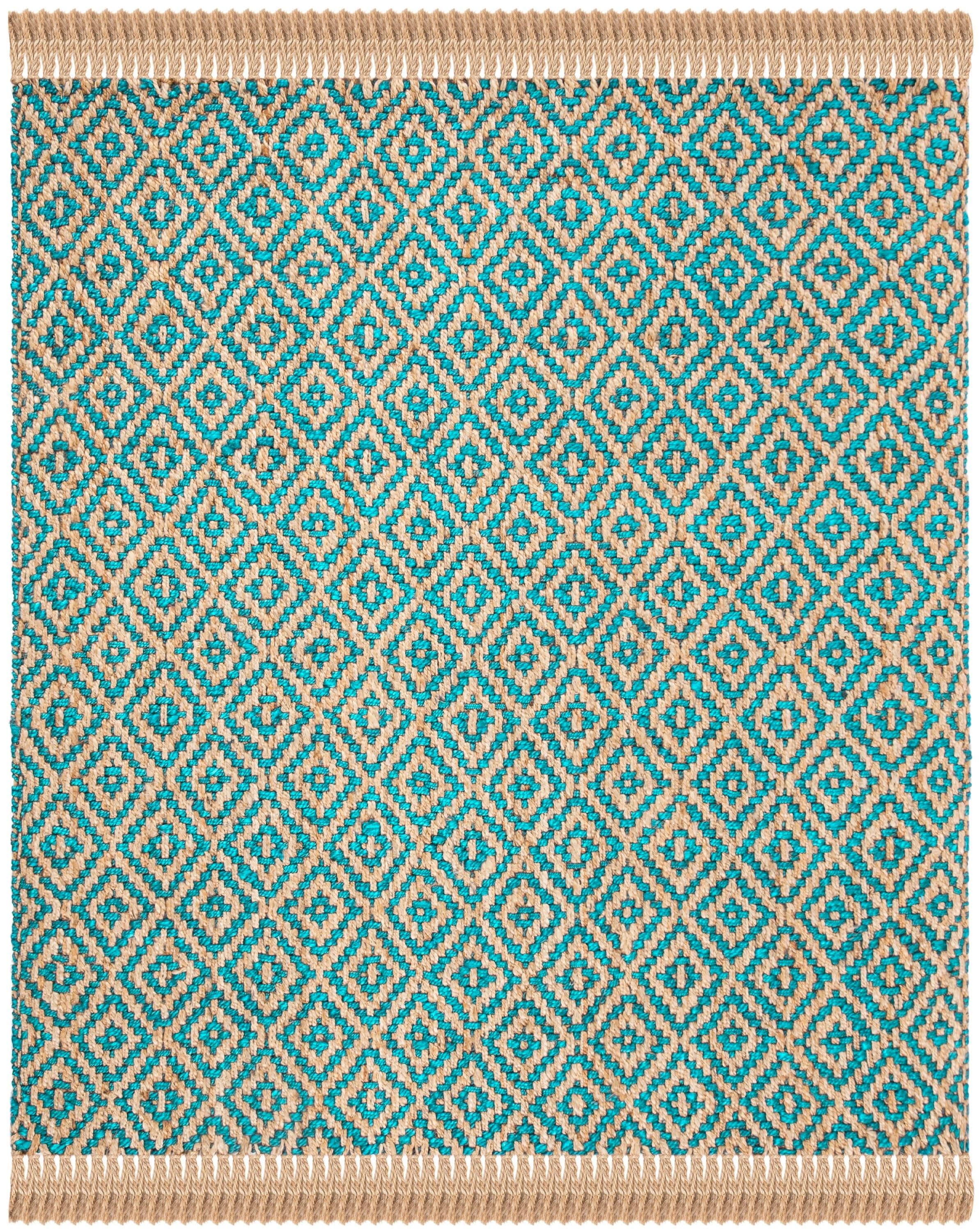 Natural Fiber NF266 Hand Woven Indoor Area Rug - Turquoise/Natural - 8'x10' - Safavieh.