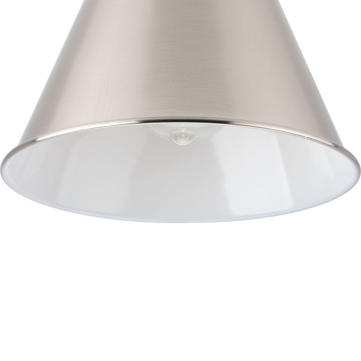 Progress Lighting, Hinton Collection, 1-Light, Semi-Flush Mount Ceiling Light, Brushed Nickel, Metal Shade