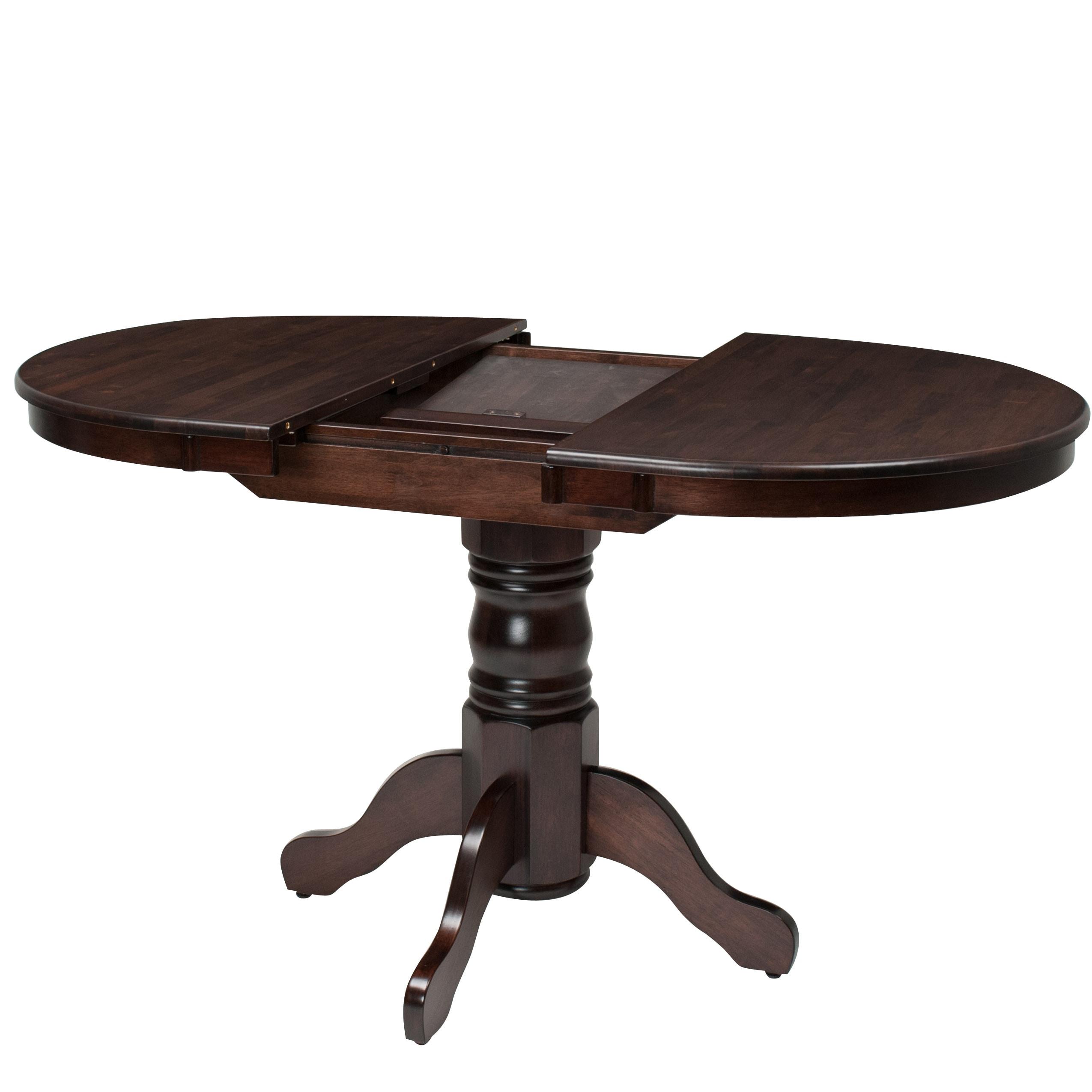 CorLiving Dillon Cappuccino Extendable Oval Dining Table with Wood Pedestal Base