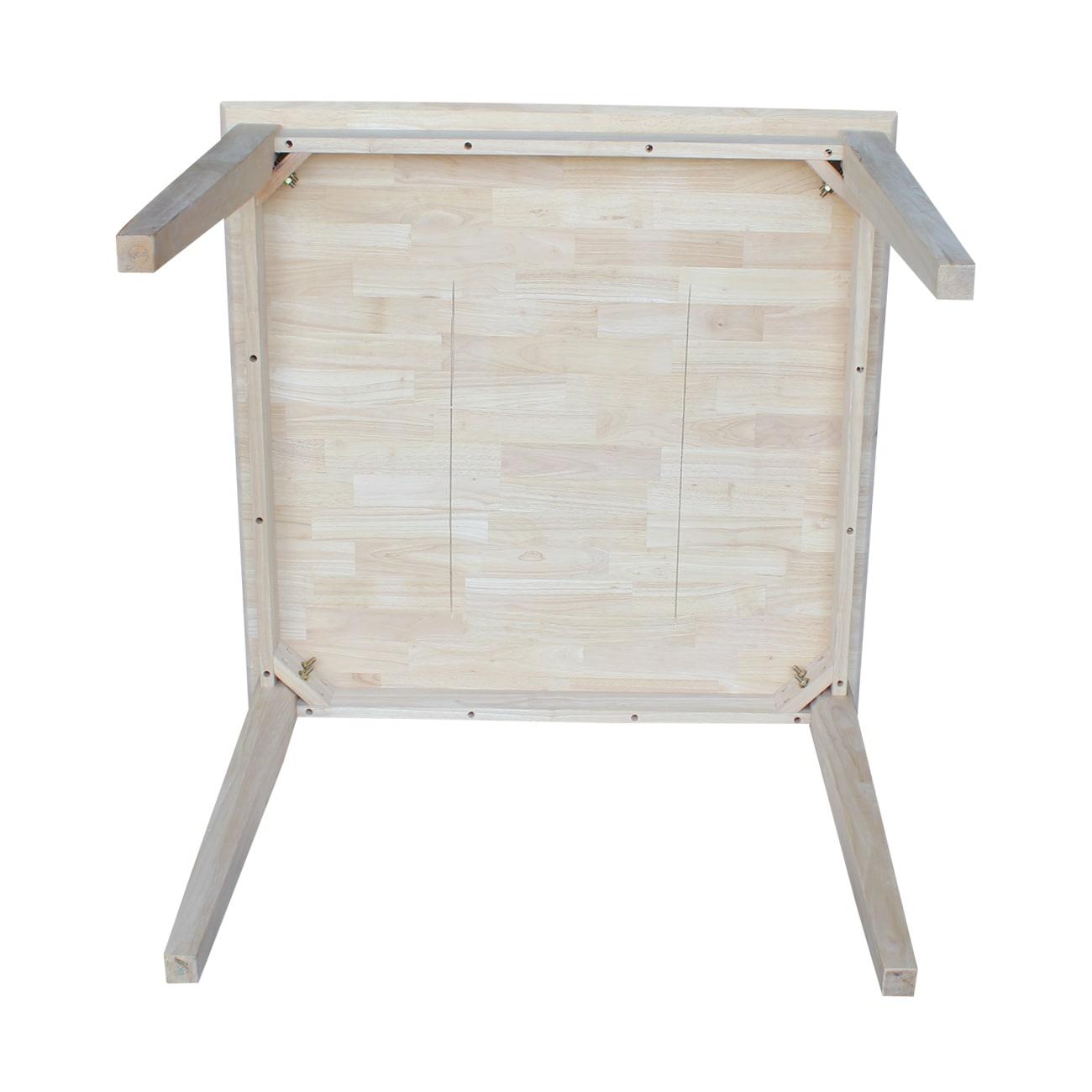 36" Square Solid Wood Dining Table with Shaker Legs Unfinished - International Concepts: Parawood, Seats 4