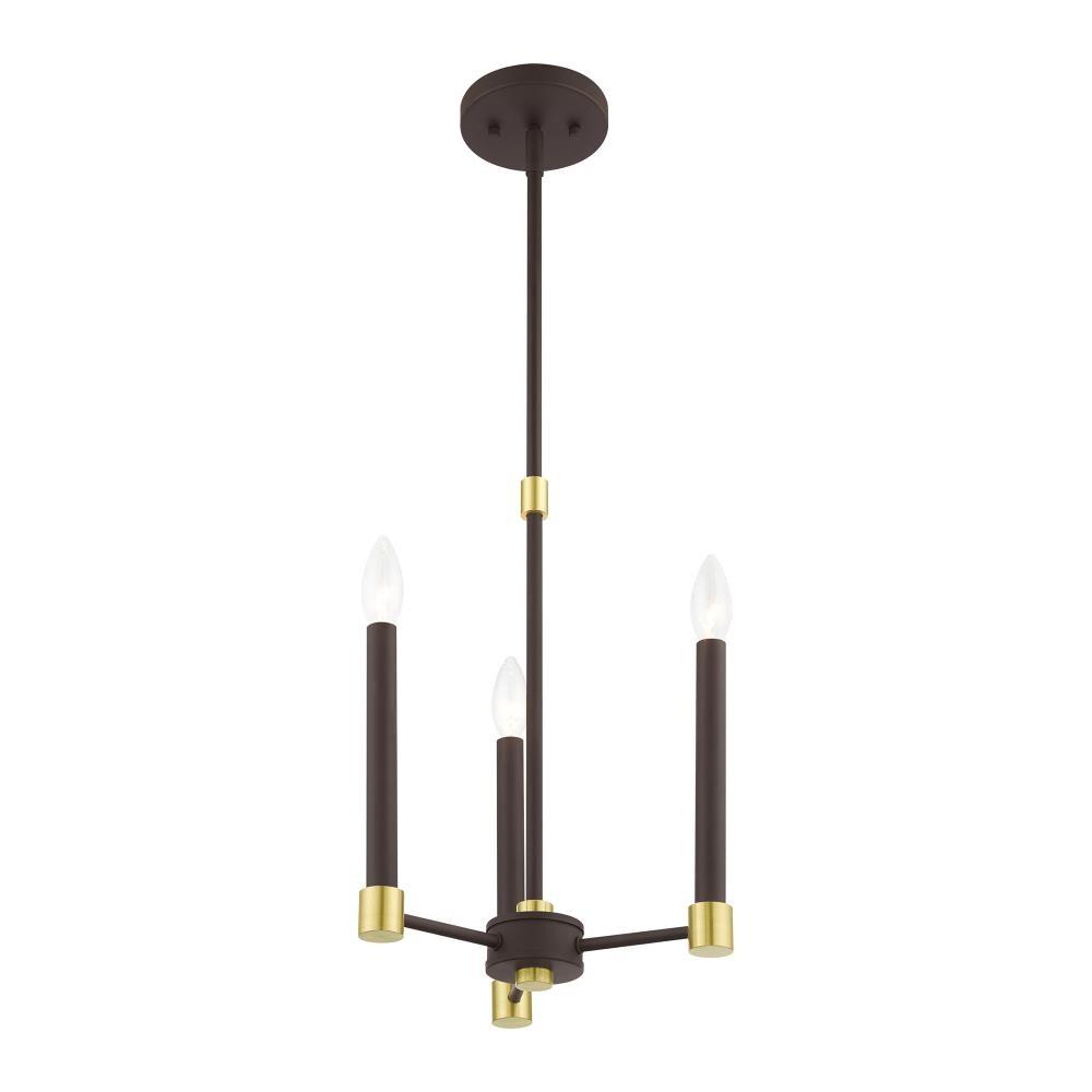 Livex Lighting Karlstad 3 - Light Chandelier in Bronze/Satin Brass