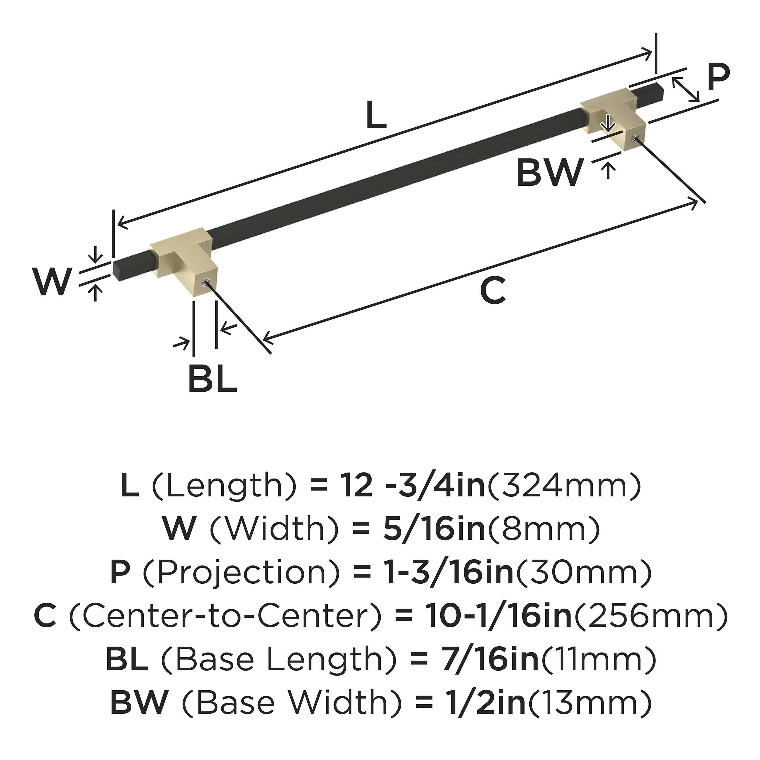 Amerock Urbanite 10-1/16 inch (256mm) Center-to-Center Golden Champagne/Matte Black Cabinet Pull