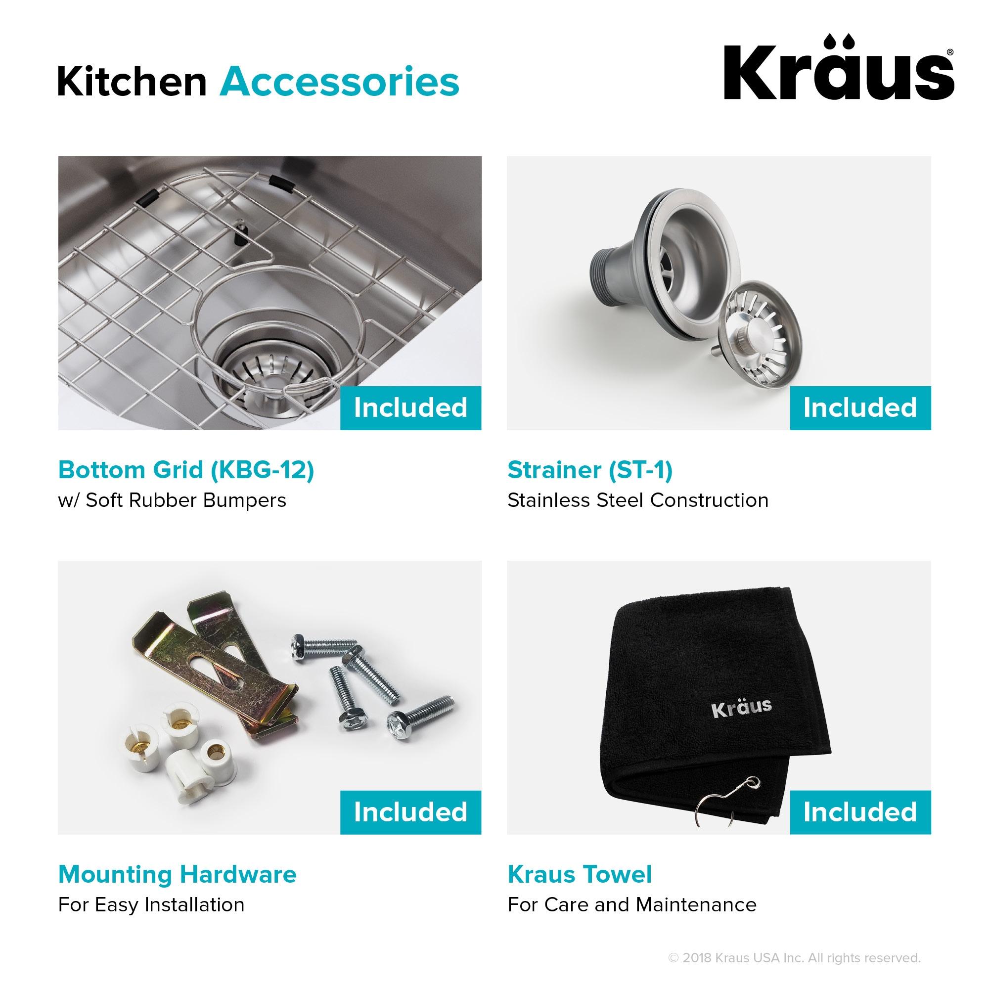 KRAUS Premier 16 Gauge Undermount Single Bowl Stainless Steel Kitchen Sink