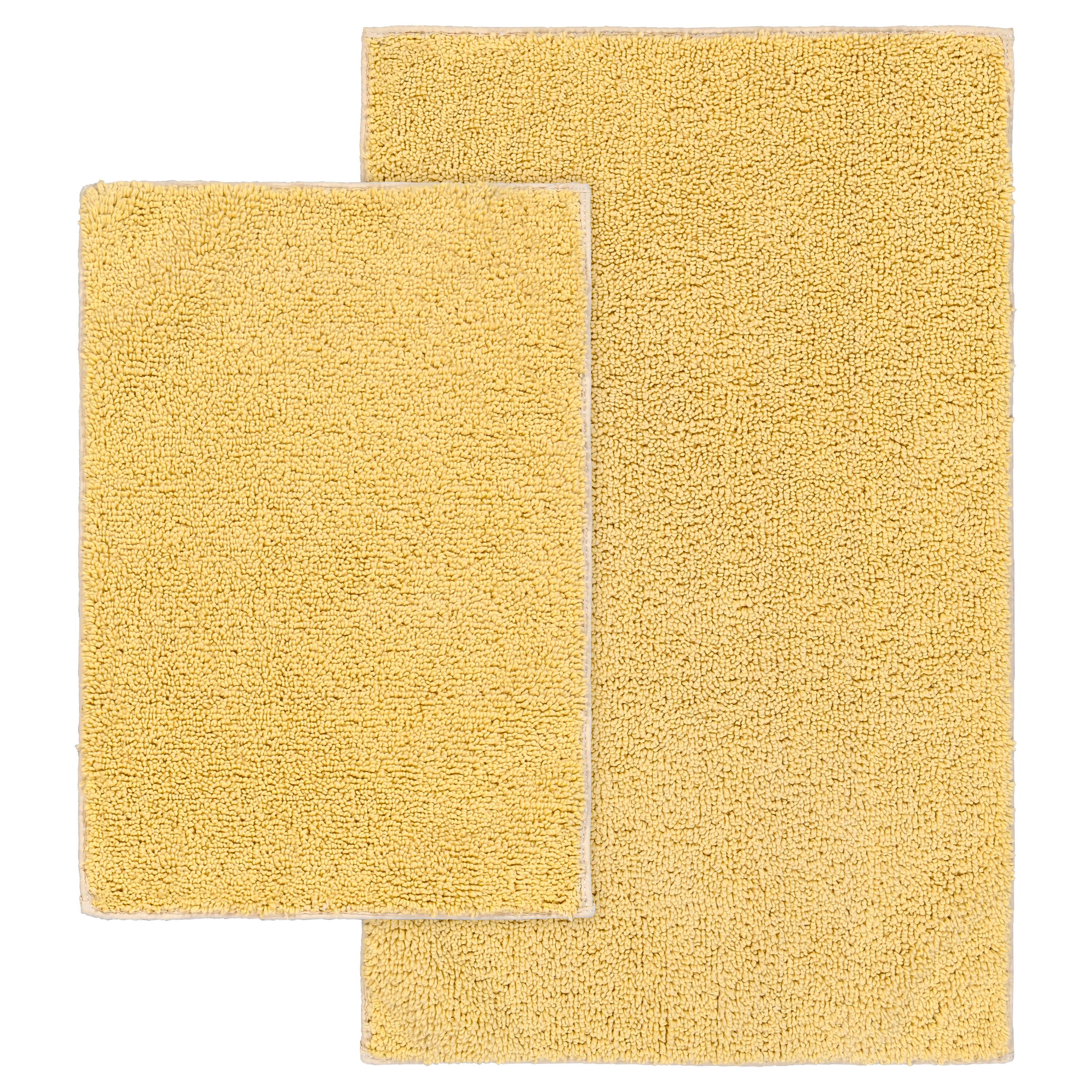 2pc Queen Cotton Washable Bath Rug Set Yellow - Garland Rug: Machine Made, Tufted, Latex Backing