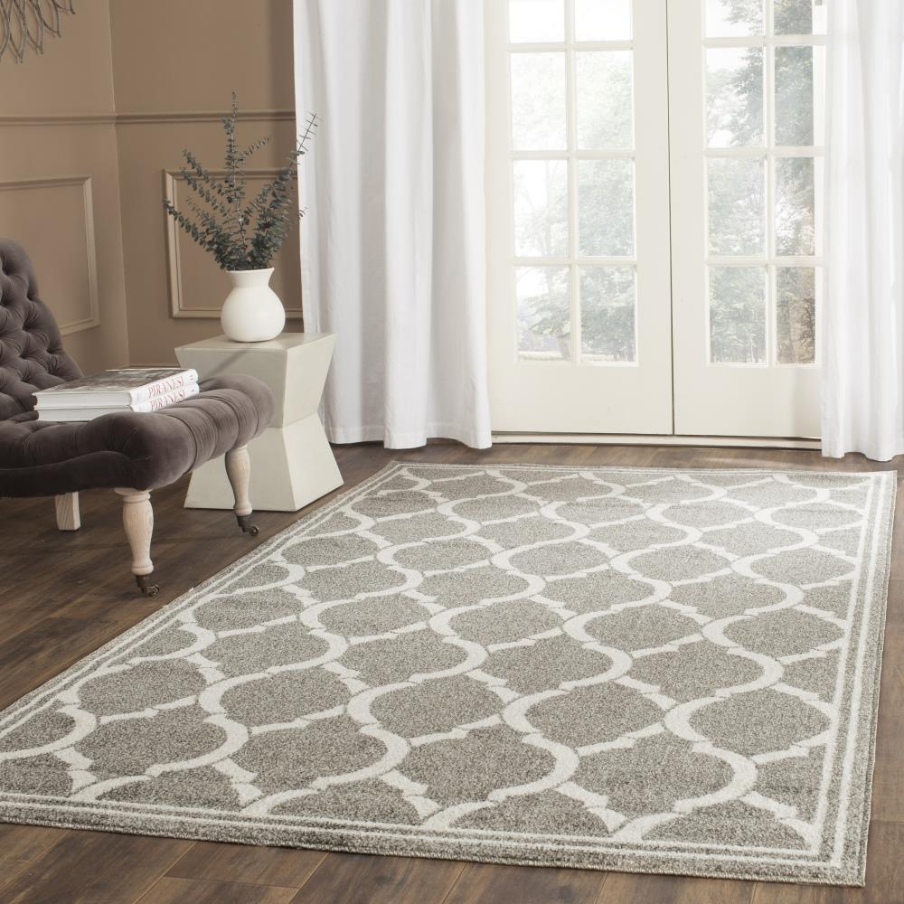 Amherst AMT415 Power Loomed Indoor Area Rug - Dark Grey/Beige - 4'x6' - Safavieh