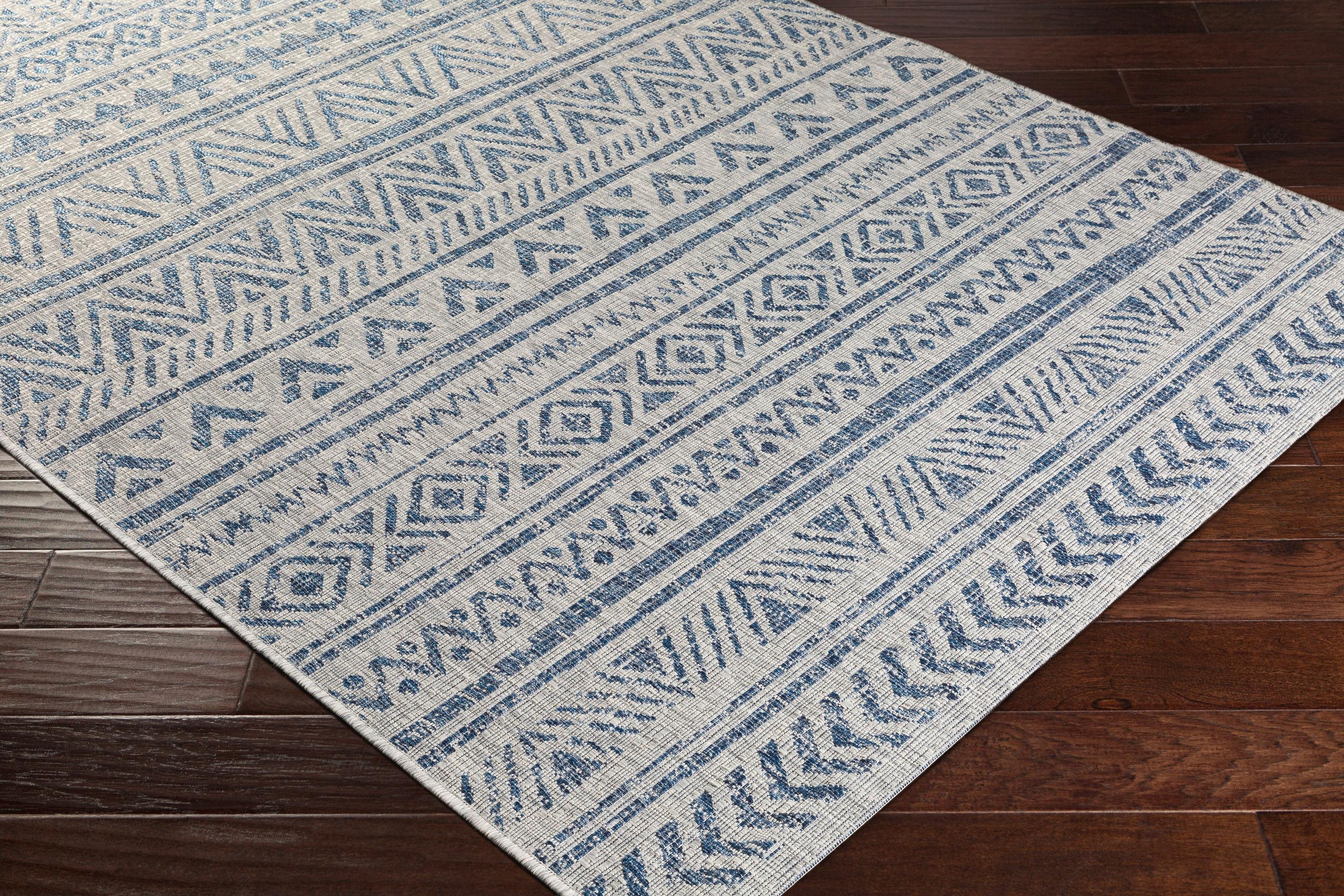 Livabliss Eagean 3 x 10 (ft) Polypropylene Aqua Rectangular Indoor/Outdoor Tribal Global Runner rug