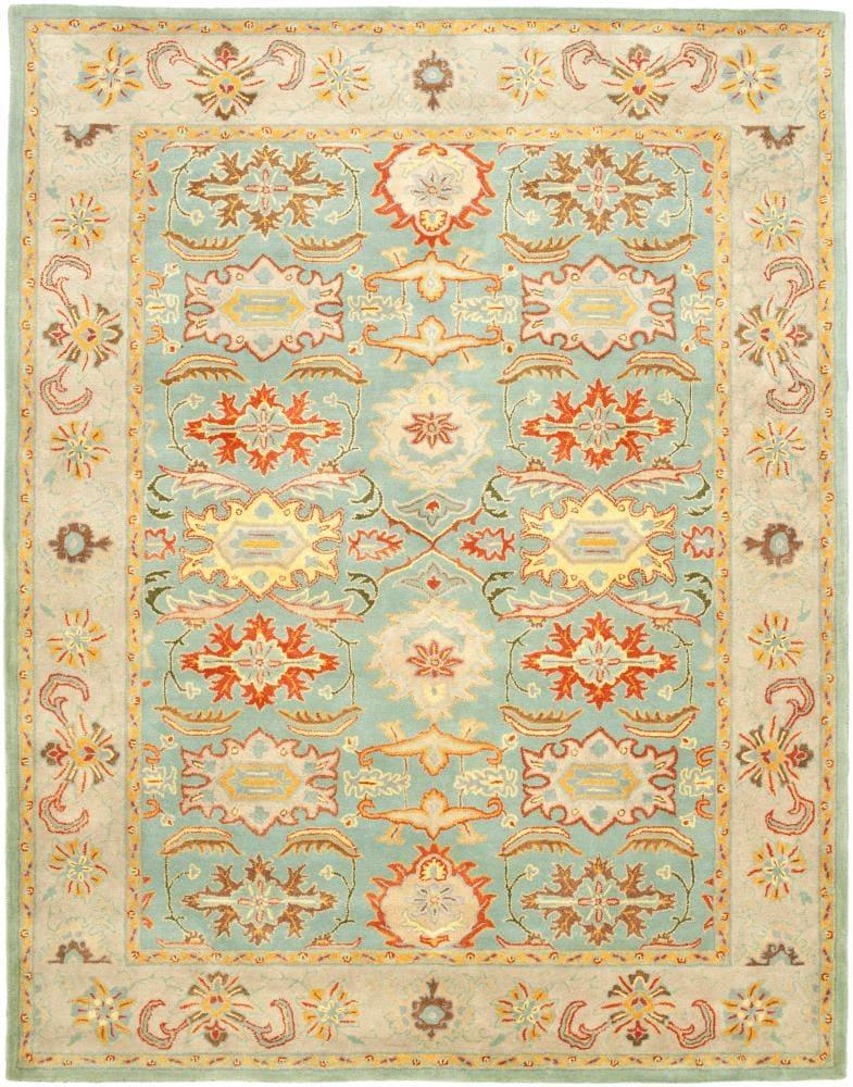 SAFAVIEH Heritage Giles Traditional Wool Area Rug, Light Blue/Ivory, 6' x 9'
