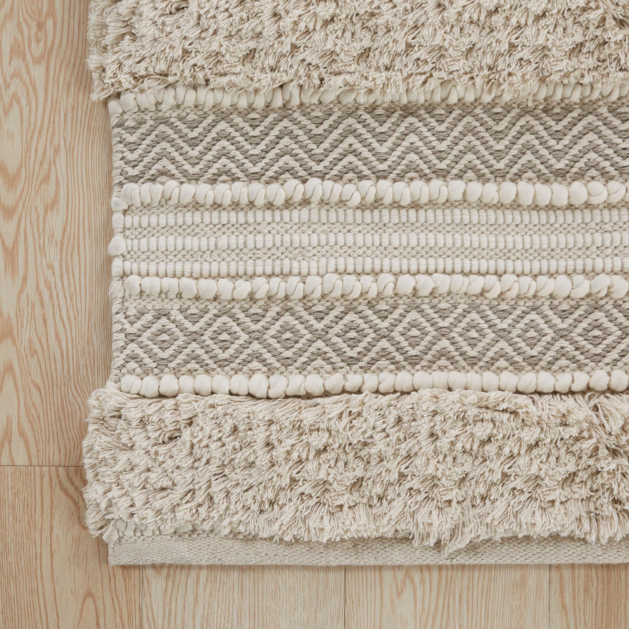INK+IVY Asher Cotton Blend Bath Rug with Non-Slip Backing