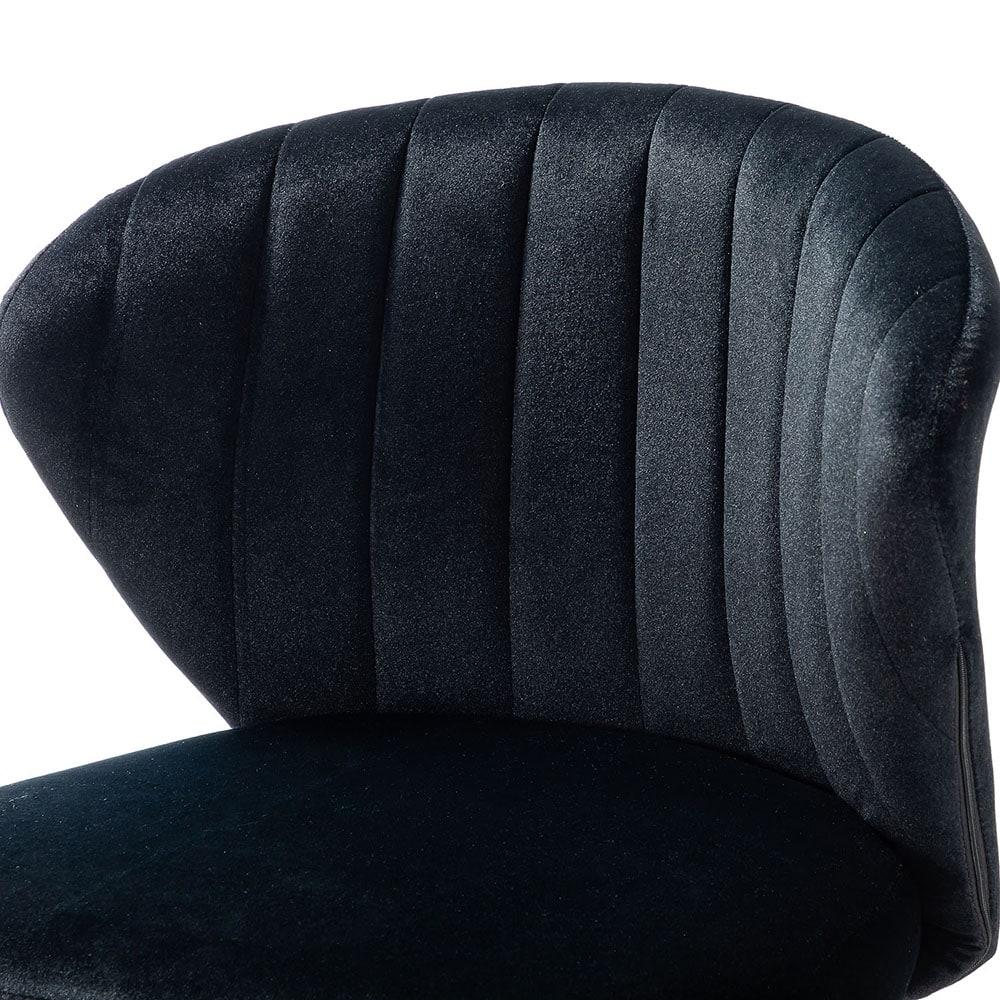 Black Velvet Swivel Office Chair with Gold Legs, Adjustable Height Rolling Desk Chair for Home Office Vanity