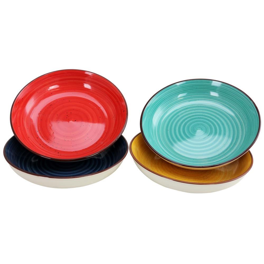 Vibrant Multicolor Ceramic Salad Bowls Set of 4