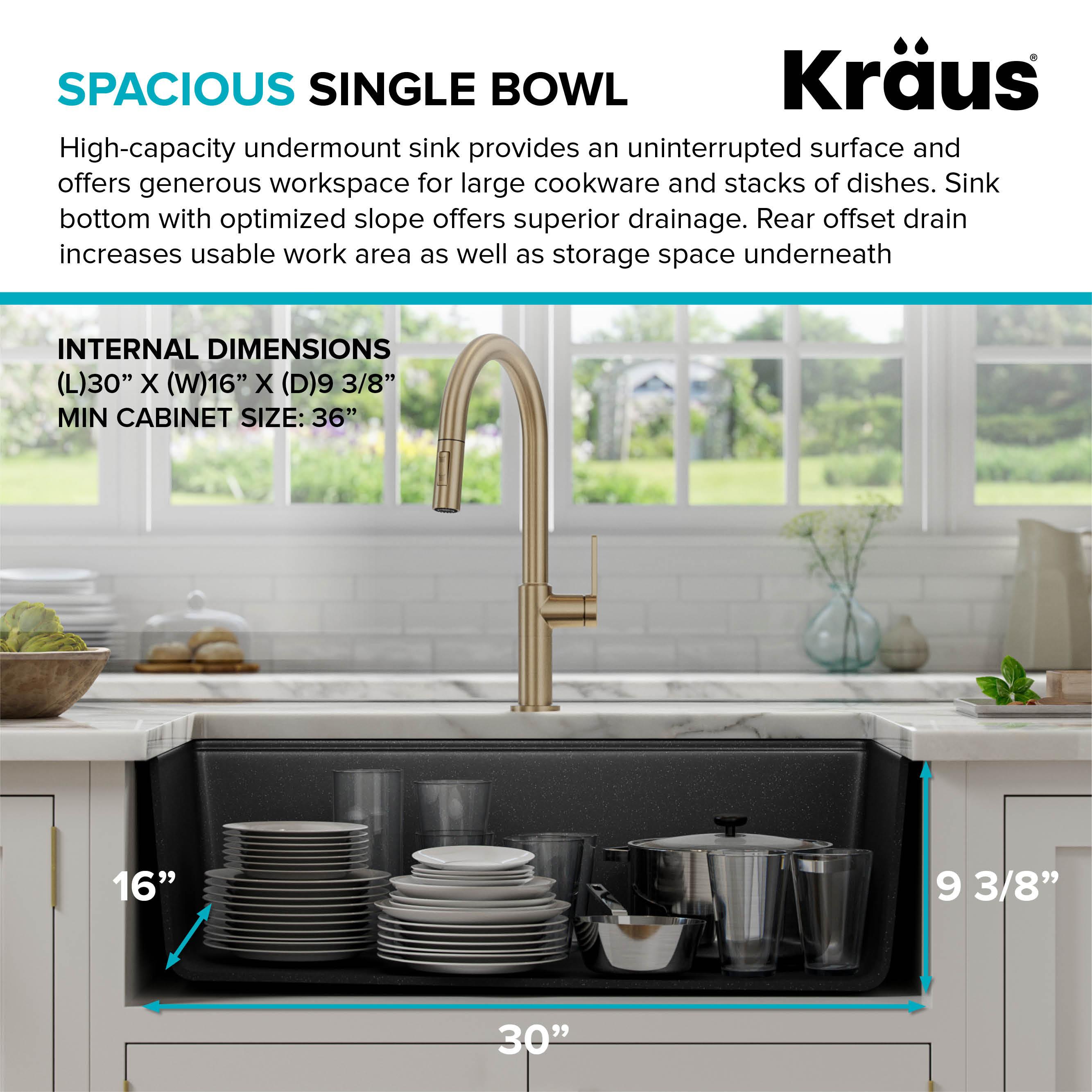 Kraus Bellucci 32 in. Undermount Quartz Composite Single Bowl Kitchen Sink with Accessories