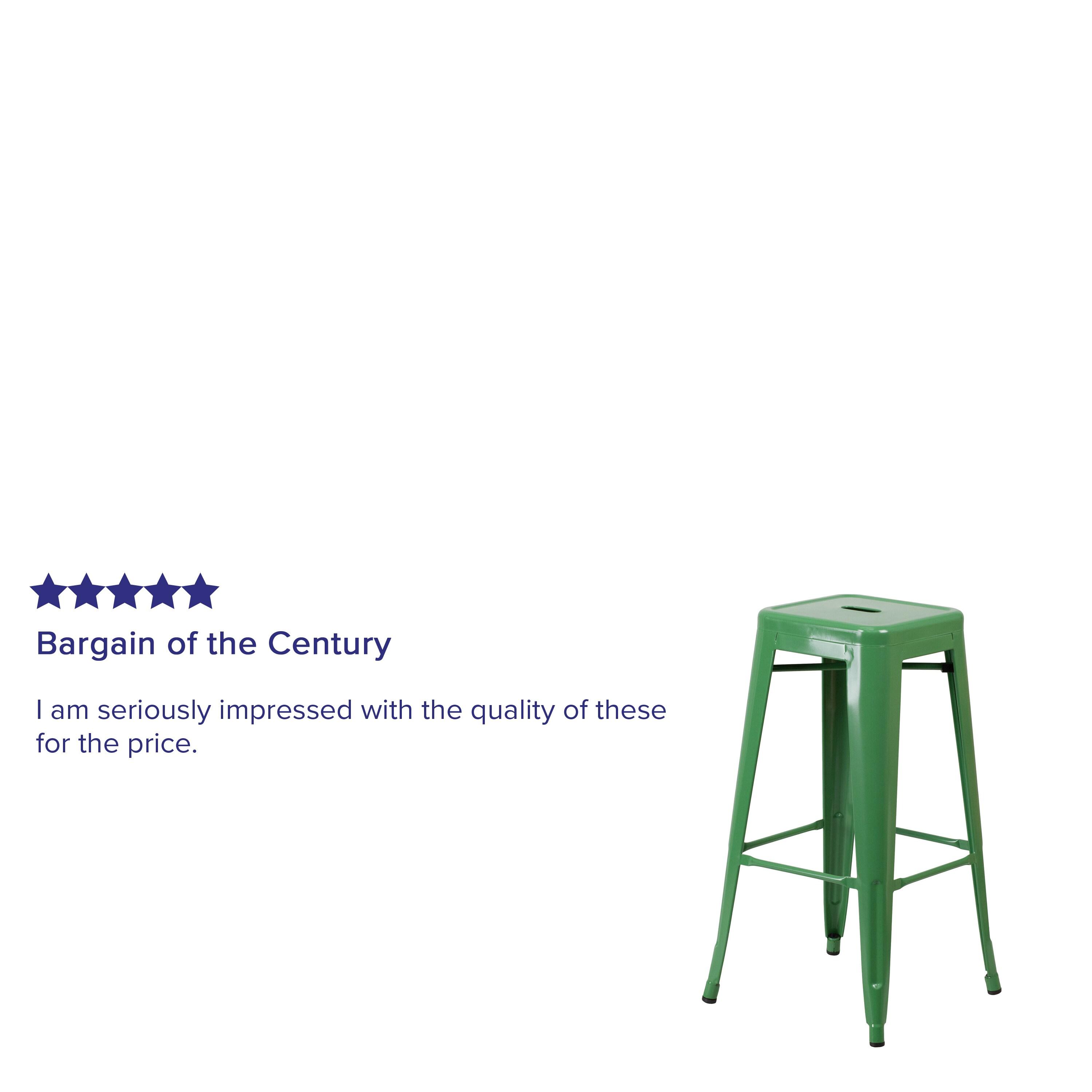 Flash Furniture Commercial Grade 30" High Backless Green Metal Indoor-Outdoor Barstool with Square Seat