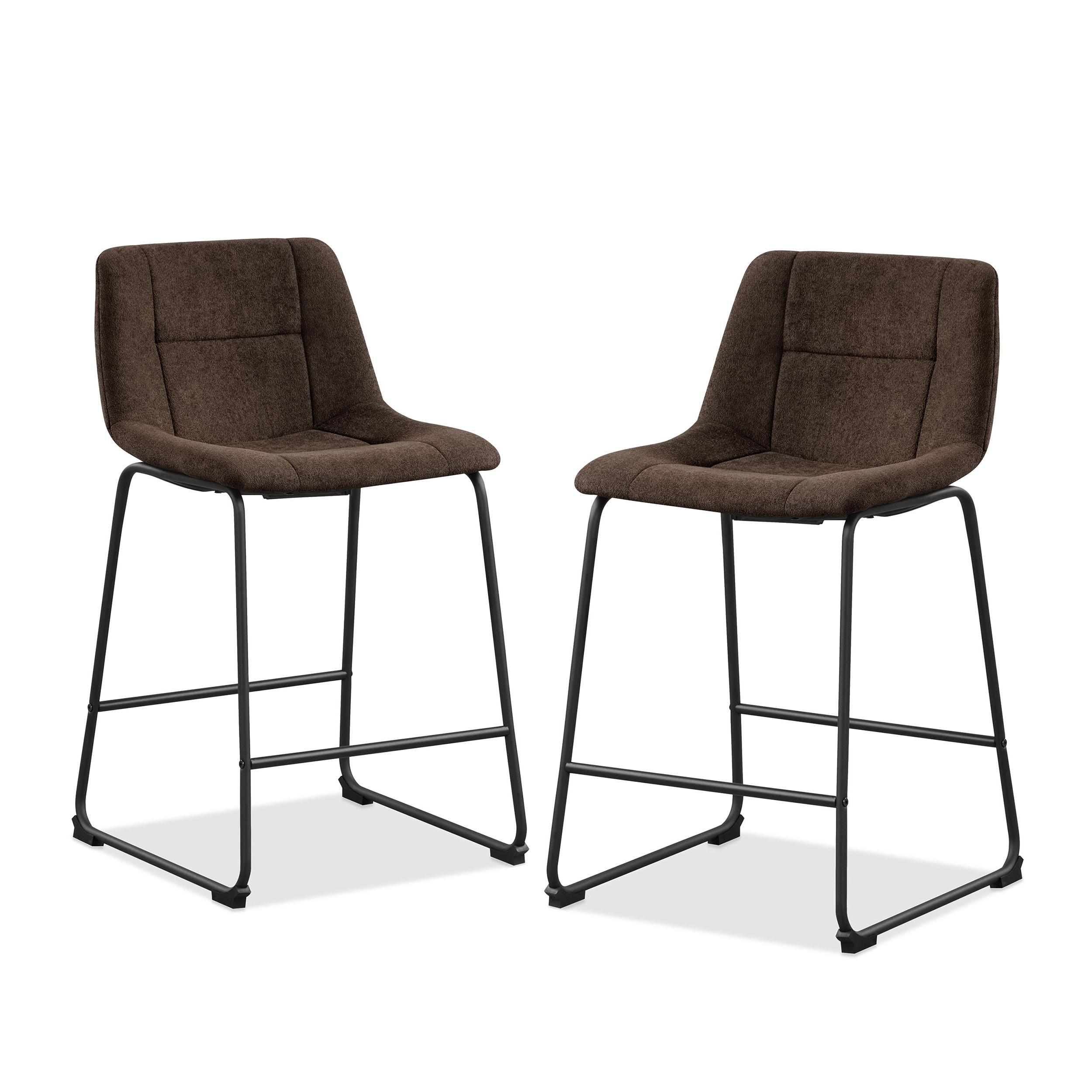 Furniture of America Perri Modern Chenille Counter Height Dining Chairs, Brown (Set of 2)