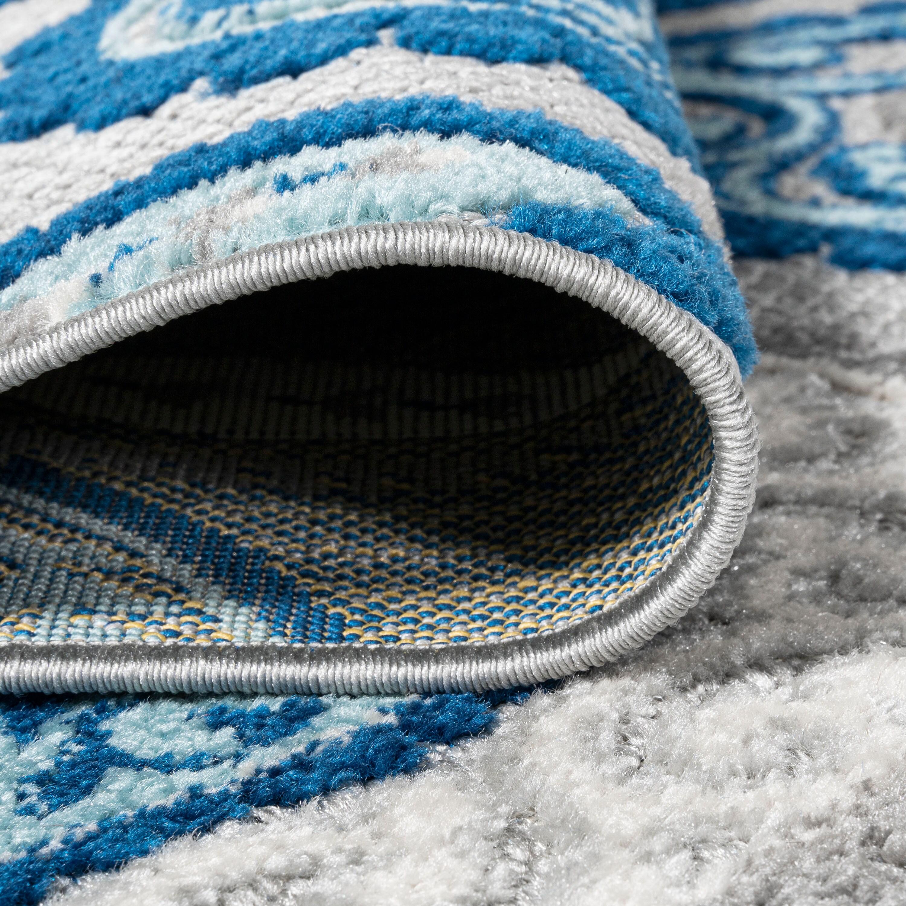 5'x8' Julien Paisley High-Low Indoor/Outdoor Area Rug, Blue/Light Gray - JONATHAN Y