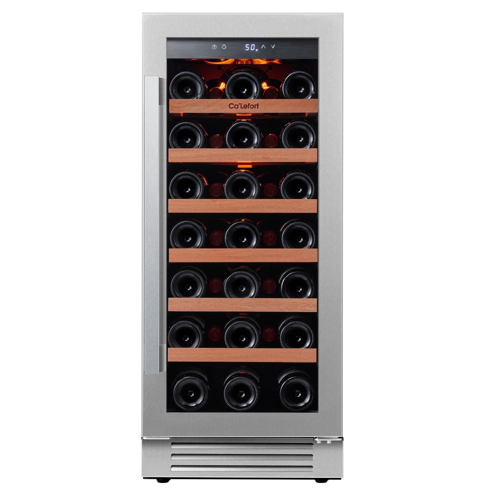 Ca'Lefort 15inch Wine Cooler Refrigerator,33 Bottle Wine Fridge Single Zone with Stainless Steel Reversible Tempered Glass Door