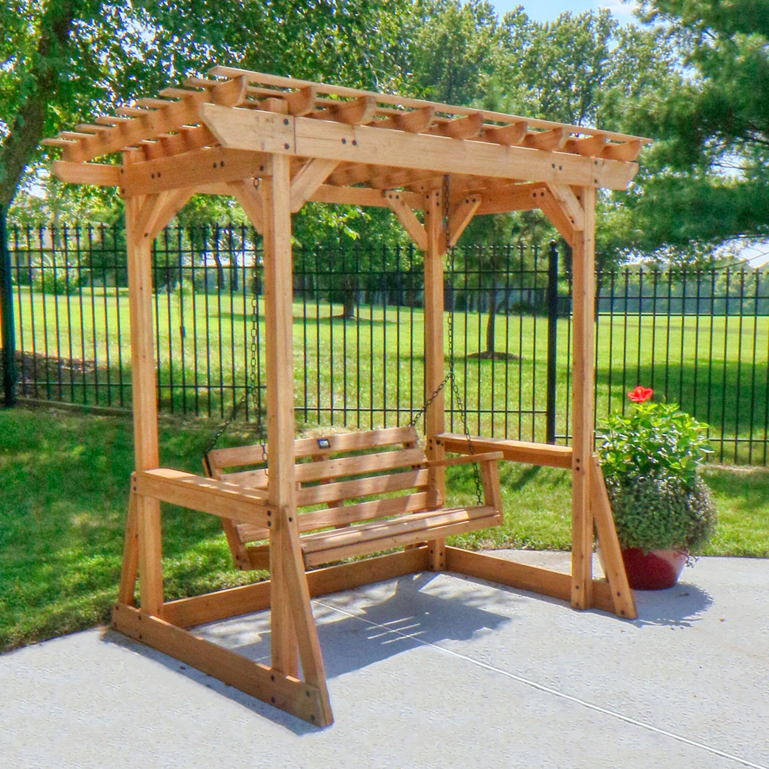 Cedar Double Seating Outdoor Pergola Swing Chair