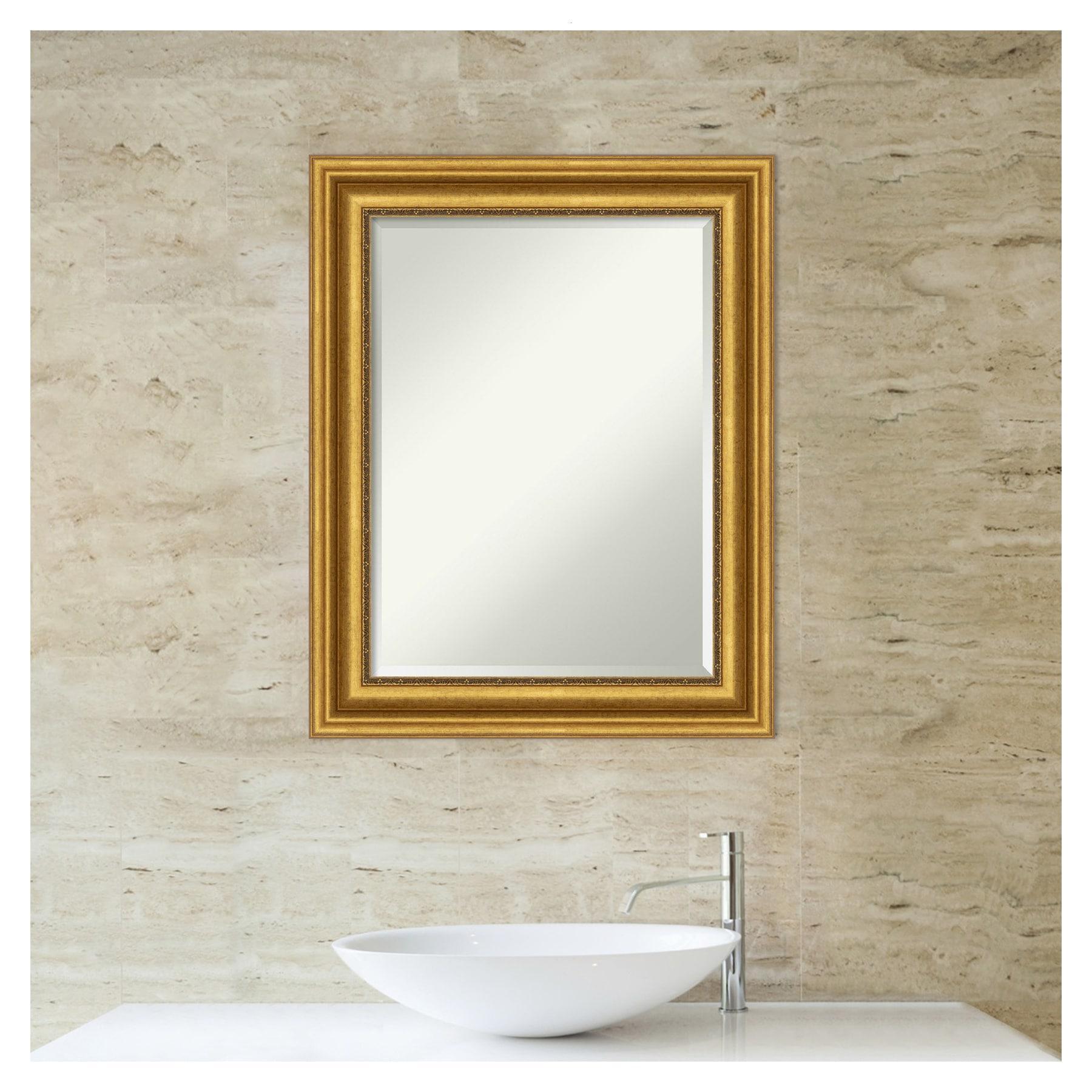 Parlor Gold Rectangular Beveled Bathroom Vanity Mirror