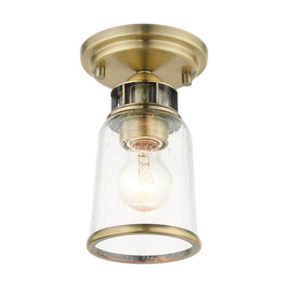 Livex Lighting Lawrenceville 1 - Light Flush Mount in  Antique Brass