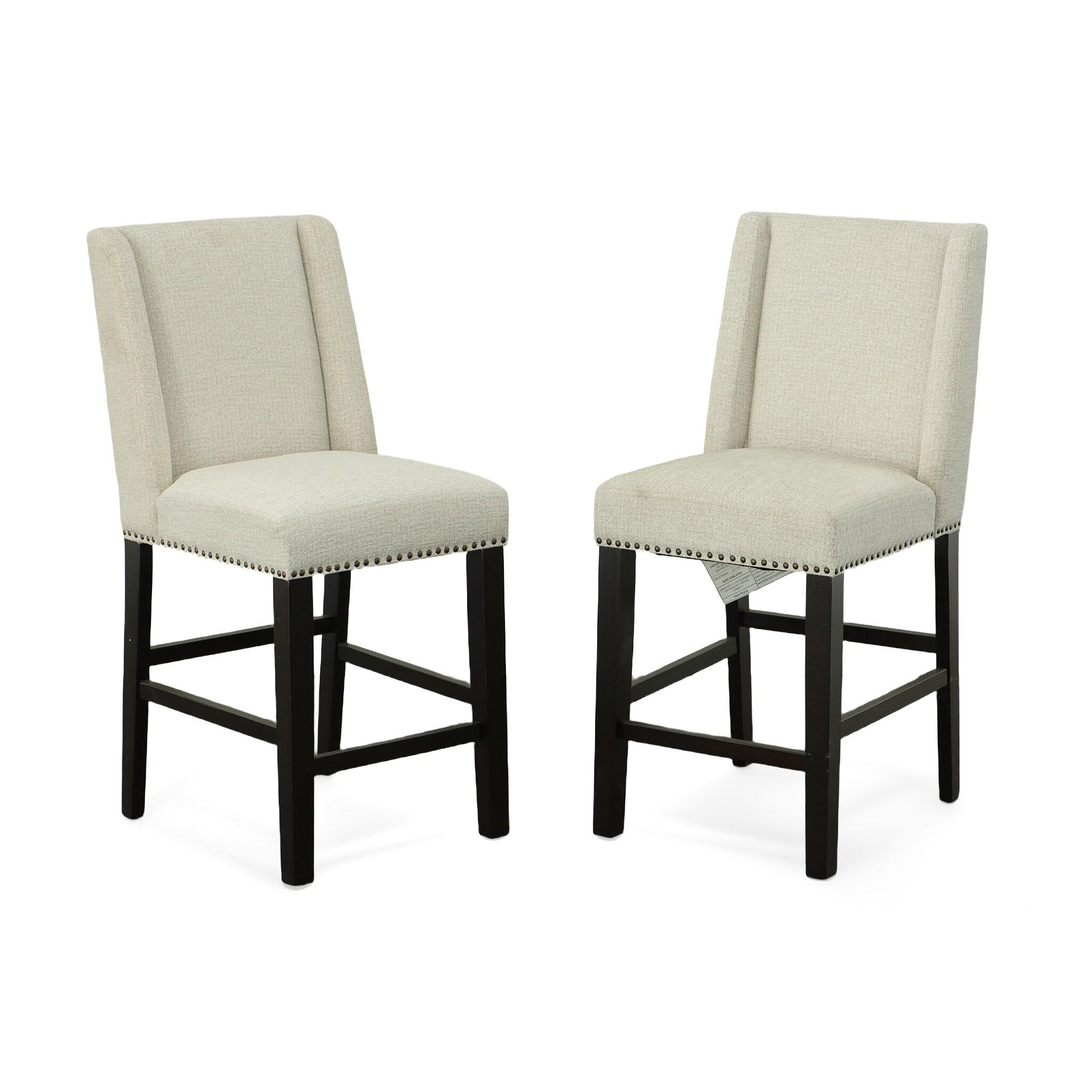 Carolina Living Set of 2 24" Laurant Counter Height Barstools with Nailhead Trim & Footrest