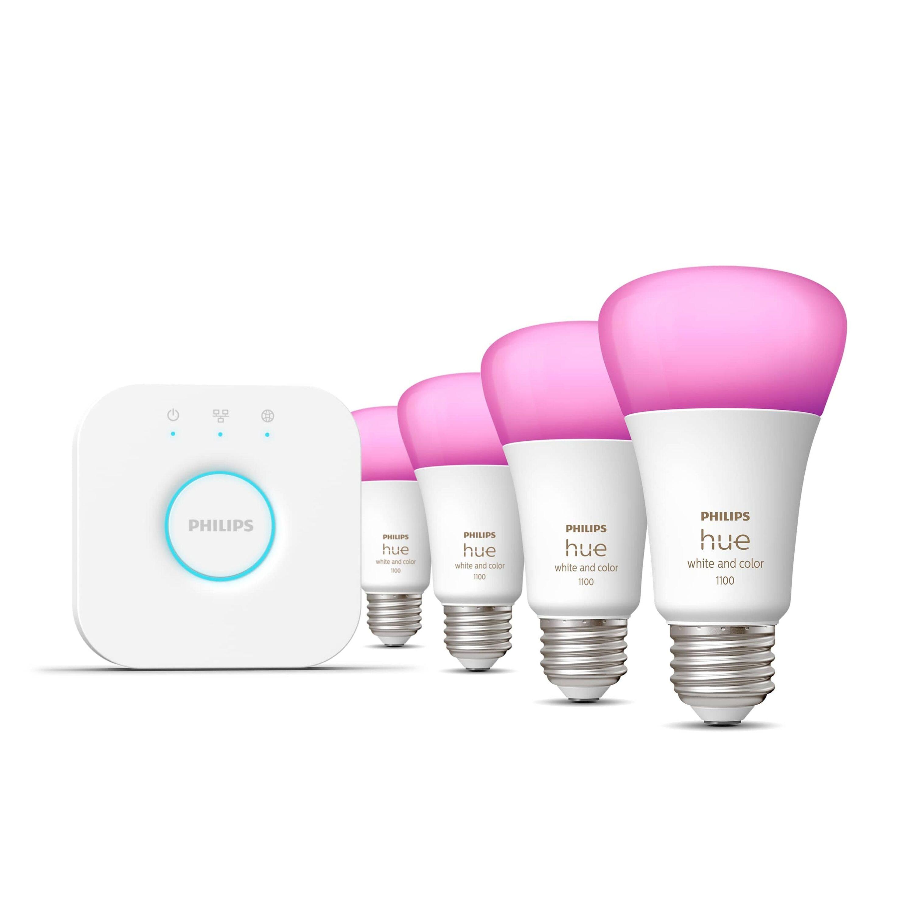 Philips Hue White and Color Ambiance 4 Pack A19 75W Smart LED Starter Kit