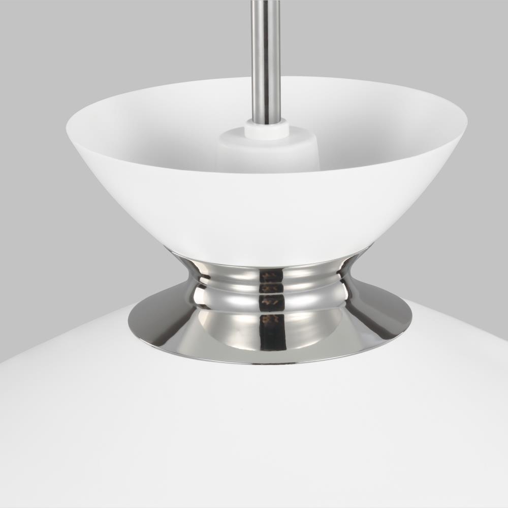 Heath Polished Nickel Indoor/Outdoor Pendant with Matte White Steel Shade