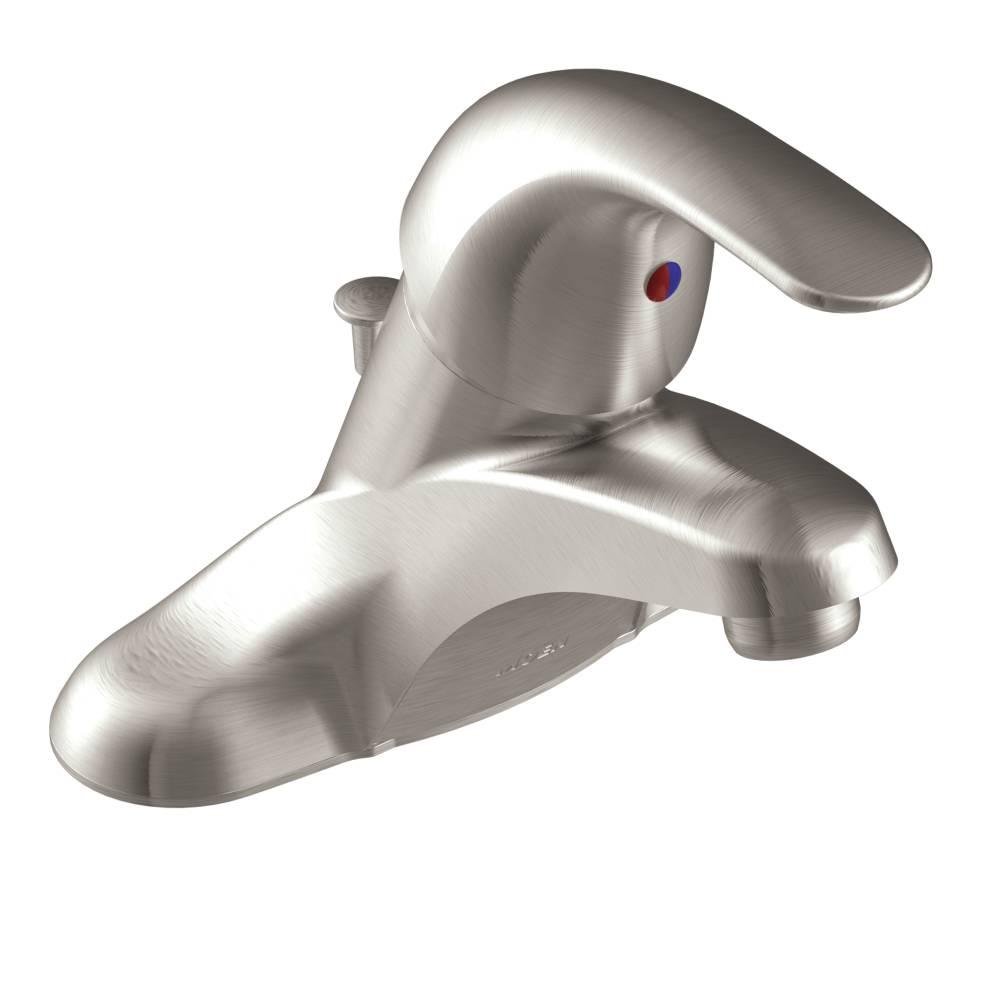 Moen Adler 4 in. Centerset Single-Handle Low-Arc Bathroom Faucet in Spot Resist Brushed Nickel
