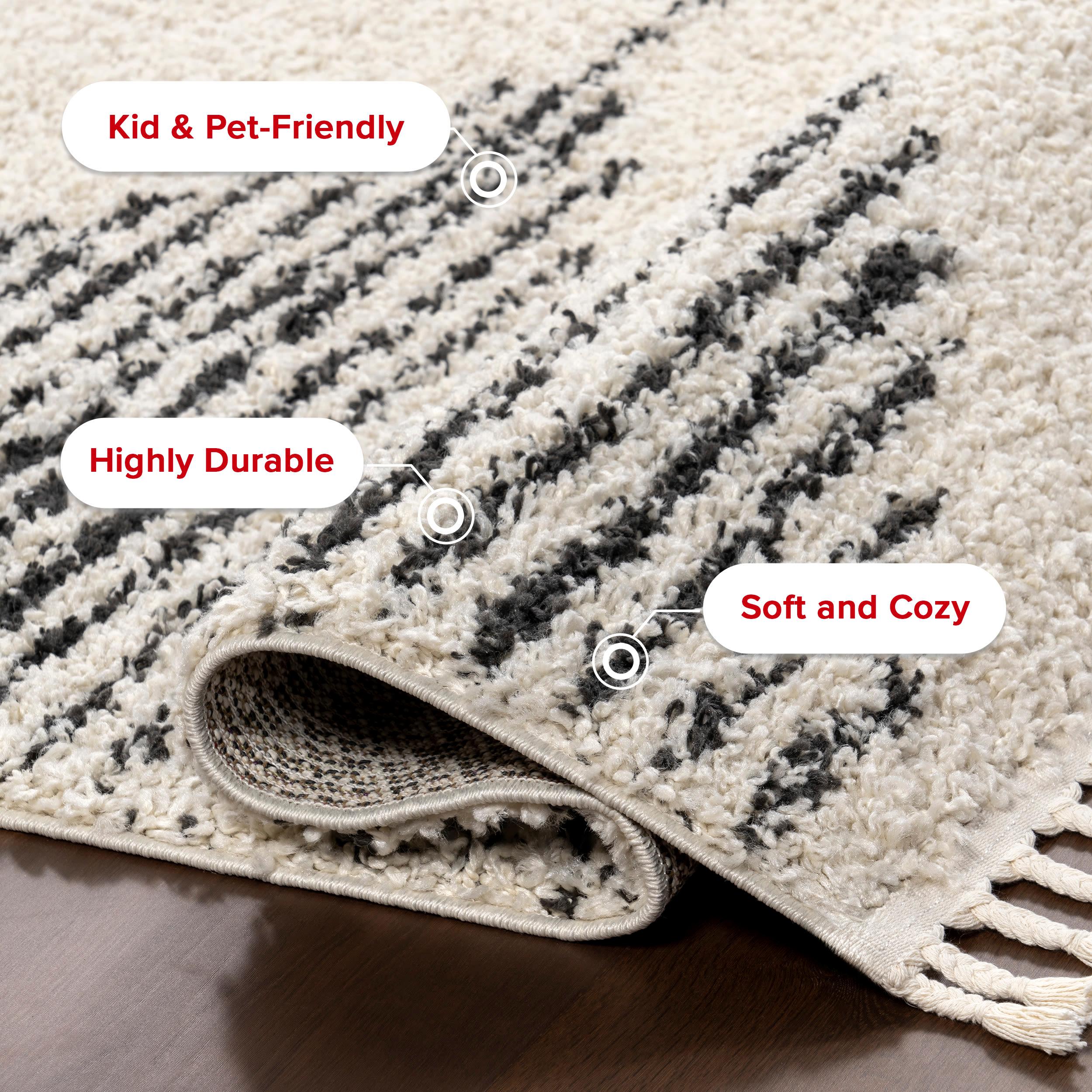 Nuloom Bria Trellis 12x15 Shag Indoor Area Rug for Living Room Bedroom Dining Room Nursery, Off White/Charcoal