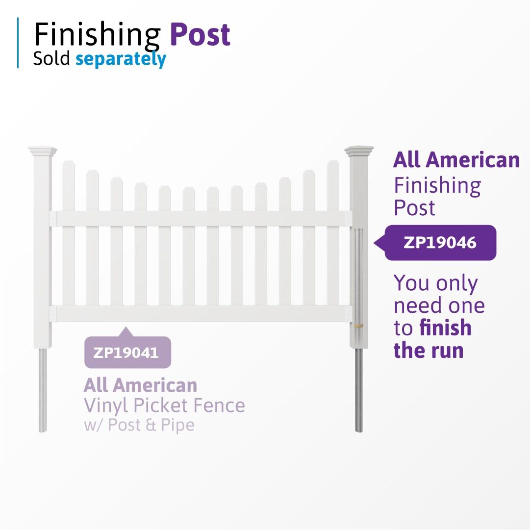 3.5ft H x 6ft W (1 Panel + 1 Post) No Dig WamBam All American Fence Kit, White Vinyl Picket Fence, Easy Install Outdoor Fence for Backyard or Patio, DIY Decorative Fencing, ZP19041