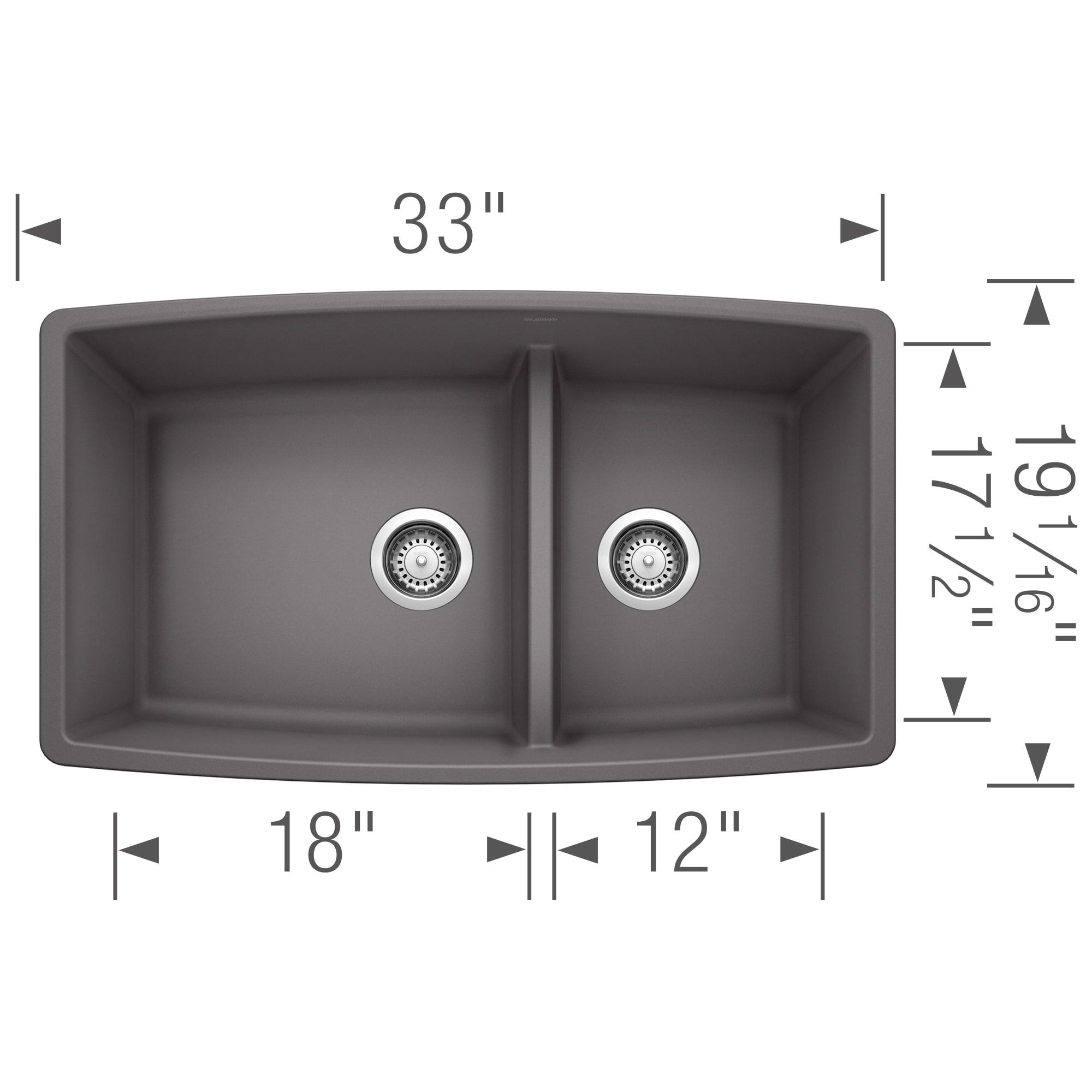 Performa SILGRANIT 33" L x 19" W Double Bowl Undermount Kitchen Sink