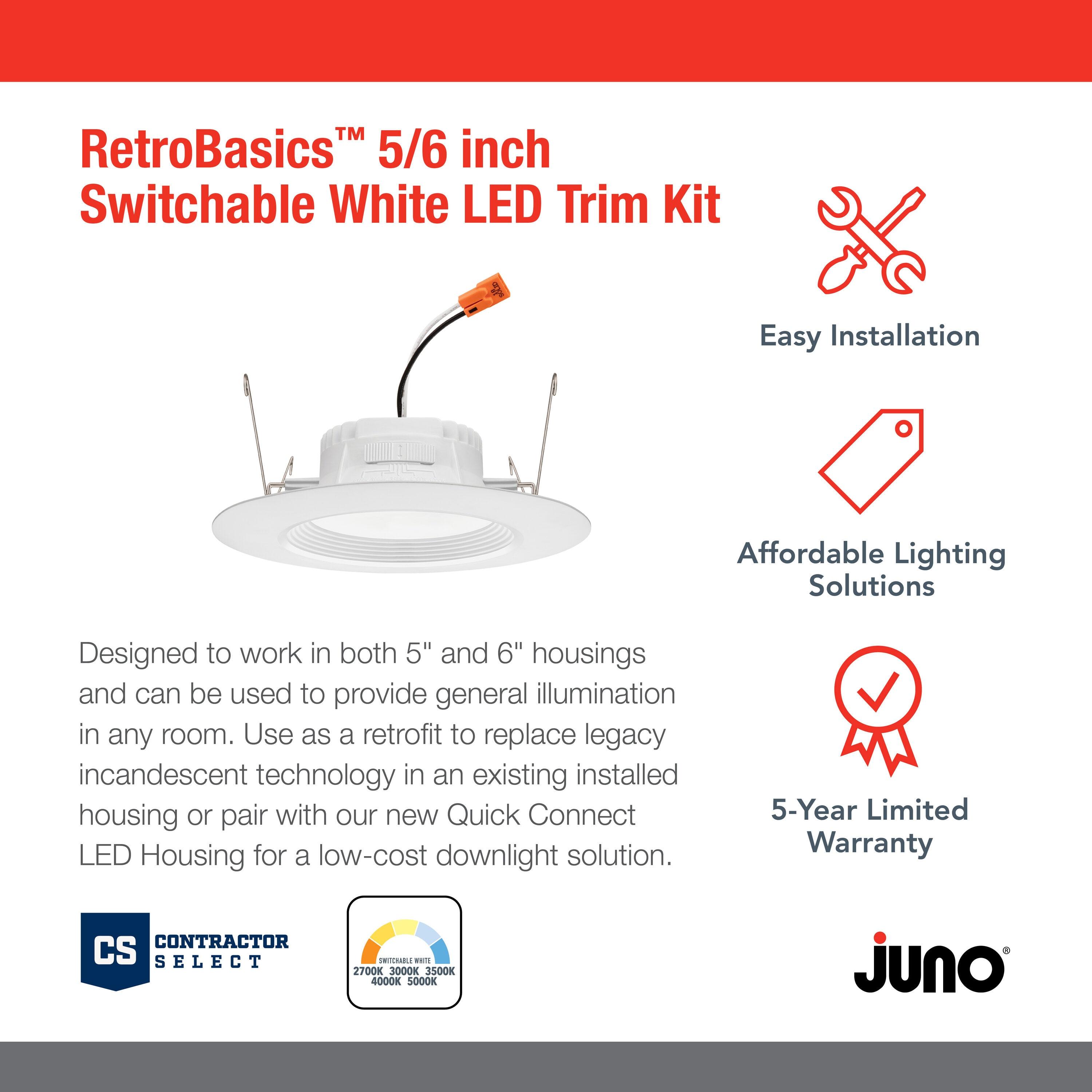 6'' Selectable Color Temperature Dimmable Air-Tight LED Retrofit Recessed Lighting Kit